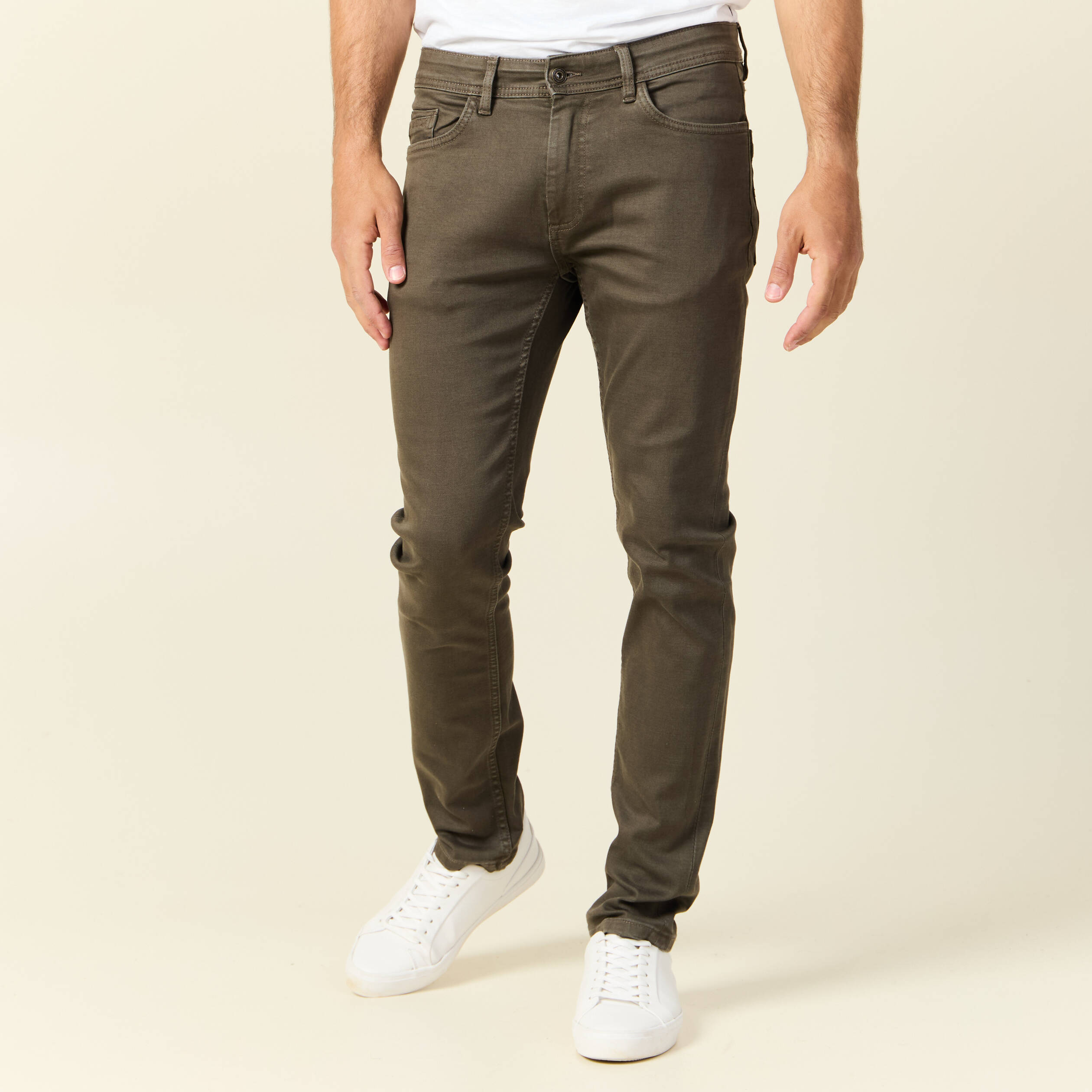 Jeans slim eco responsable vert kaki homme Bonobo