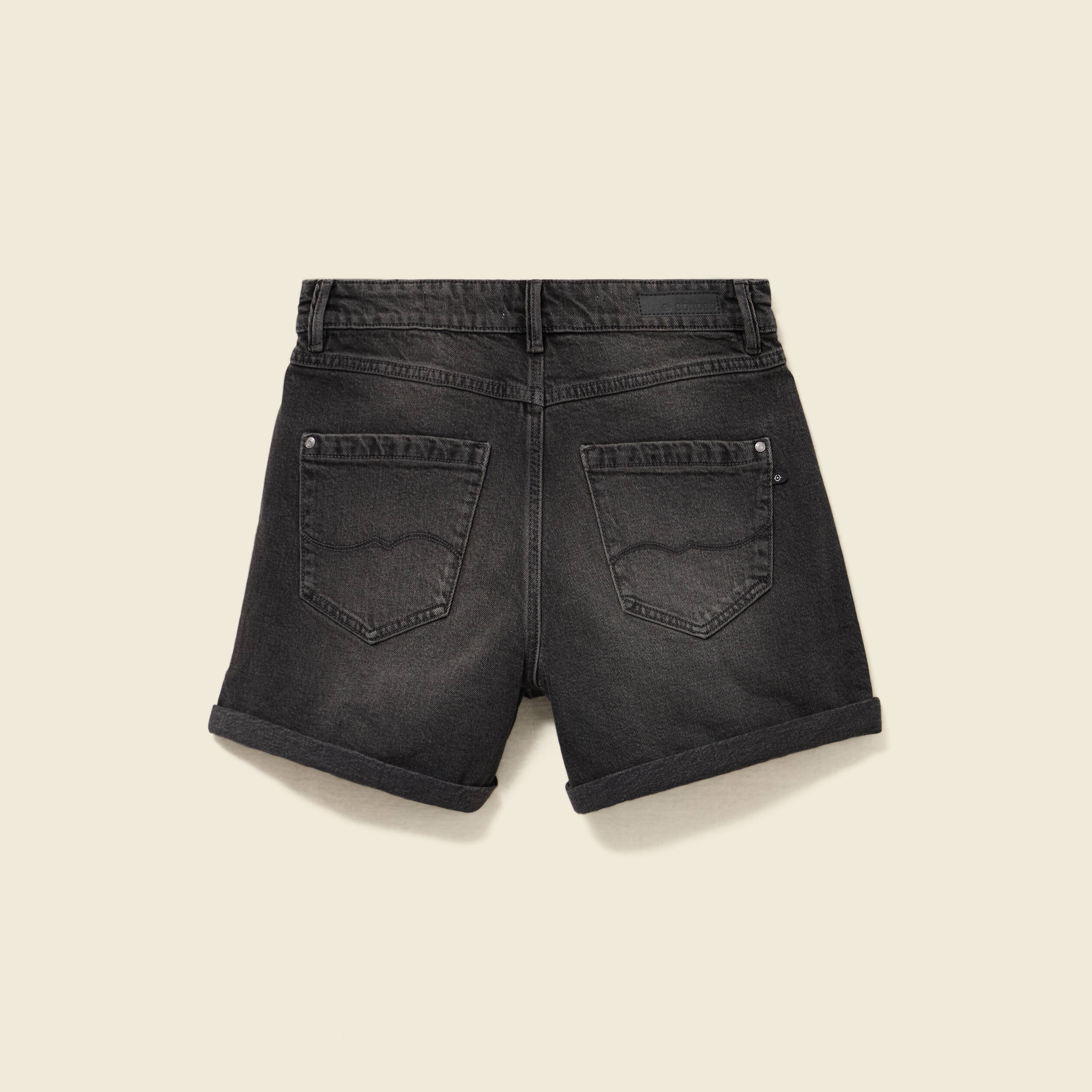 Short mom taille haute en jean denim gris femme