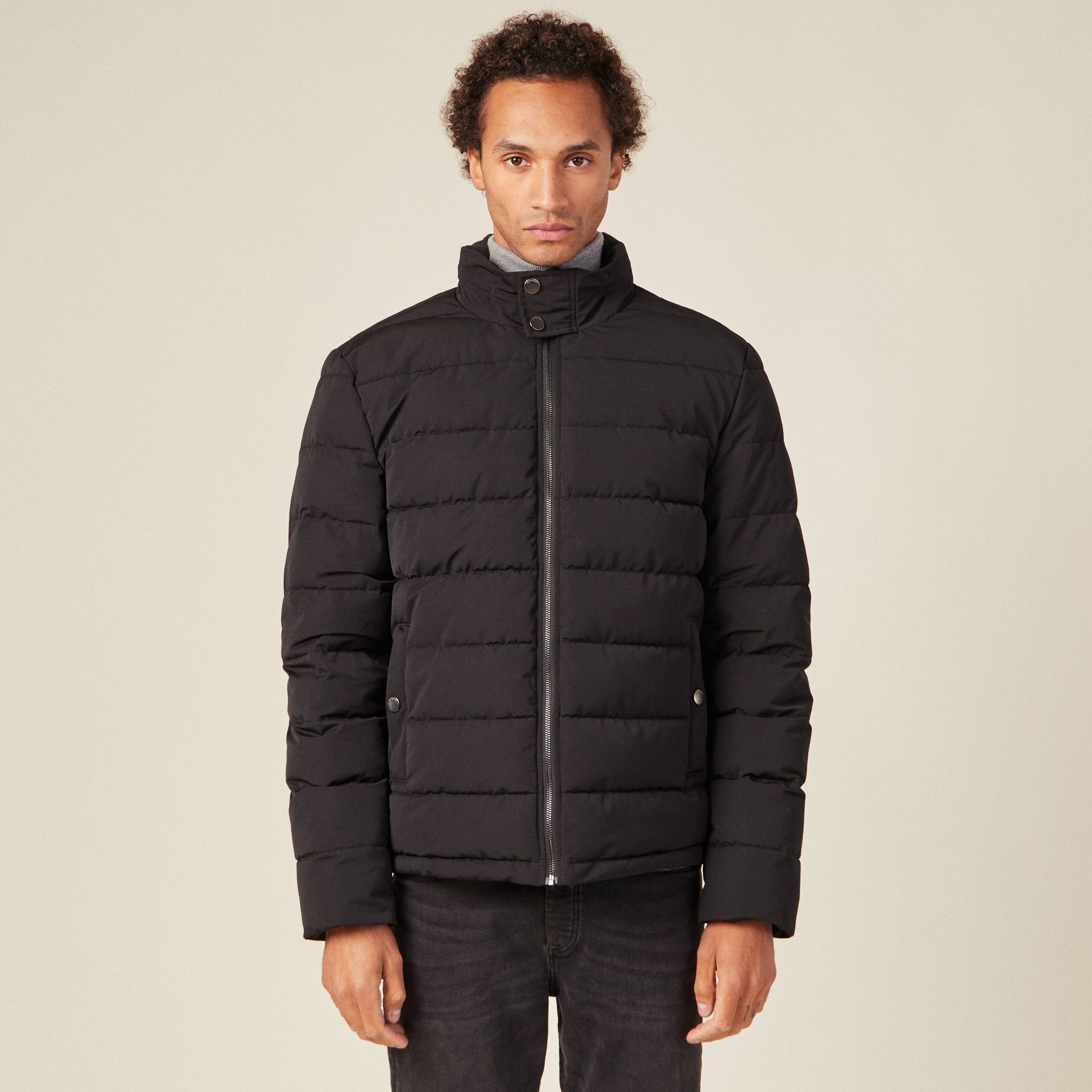 Doudoune à capuche cachée noir homme