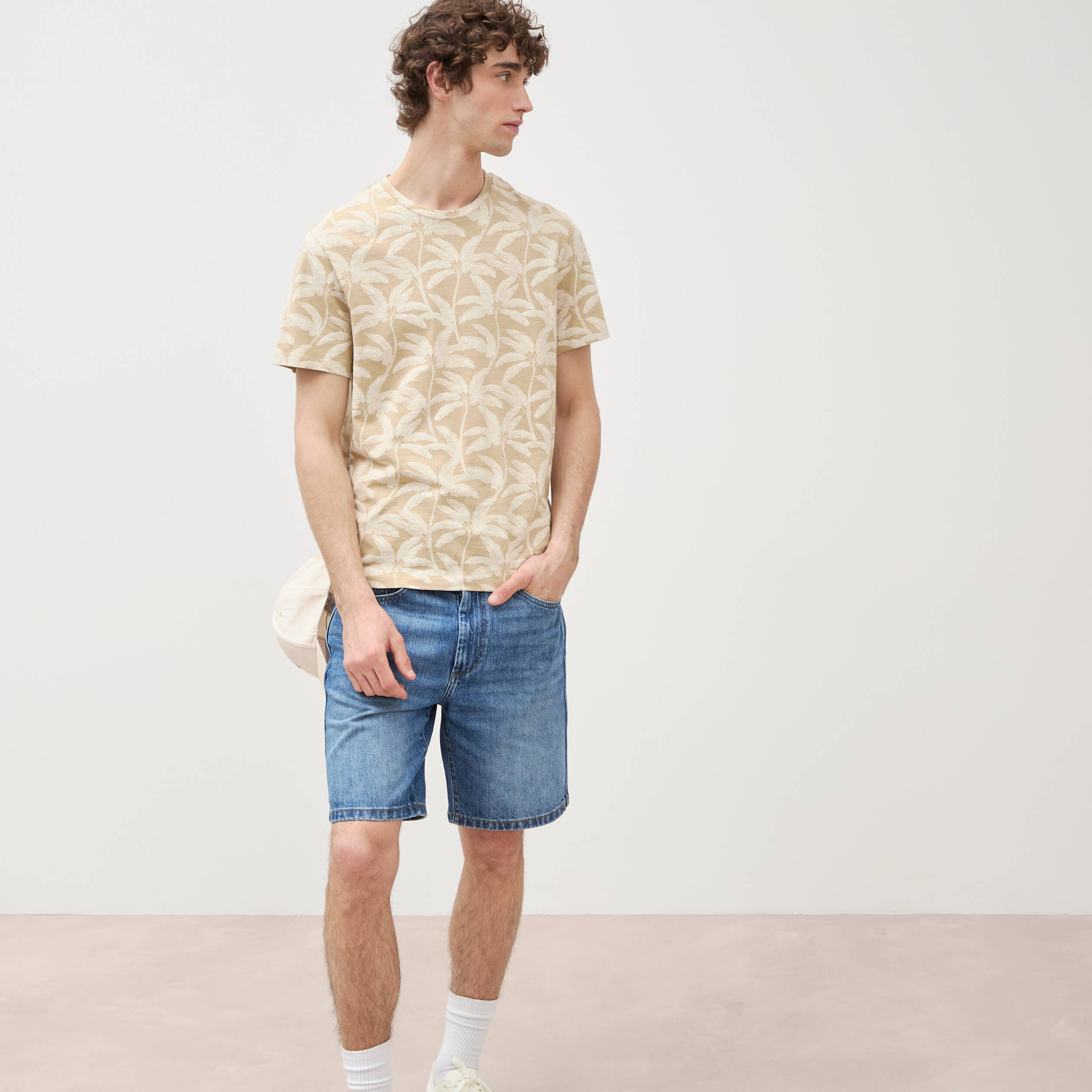 T-shirt manches courtes beige moyen homme