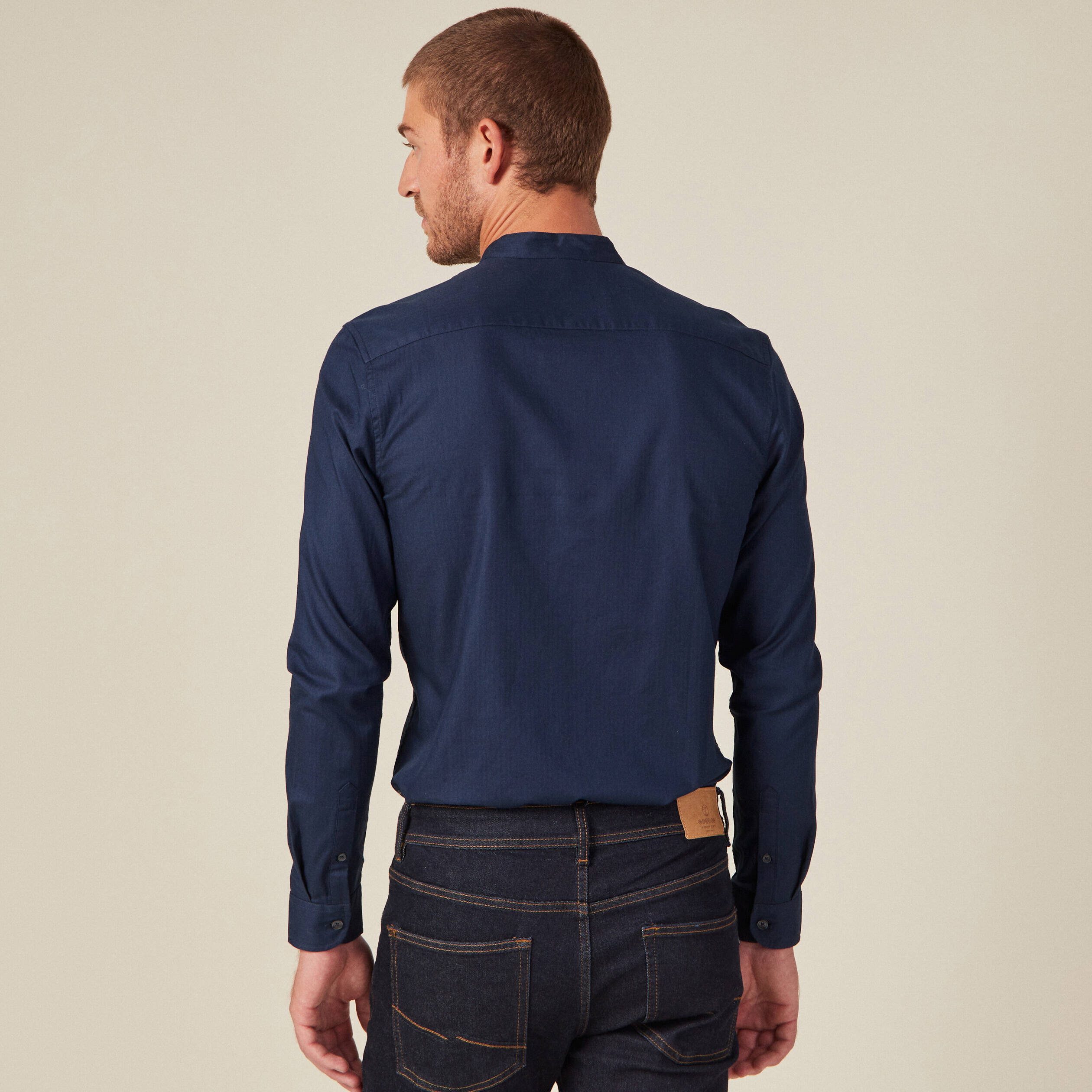 Chemise manches longues bleu marine homme