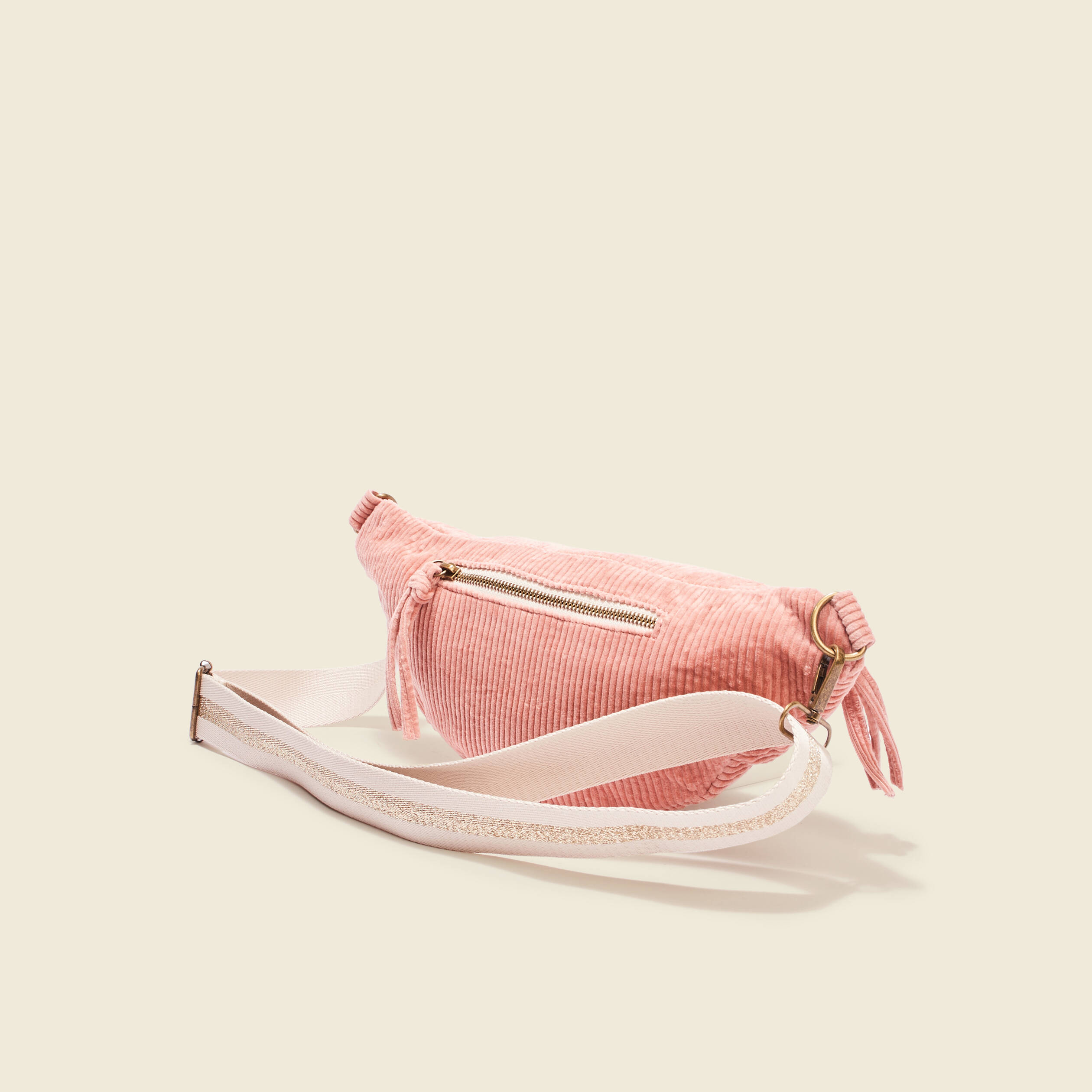sac banane velours cotele rose pastel femme Sac banane velours côtelé rose pastel femme