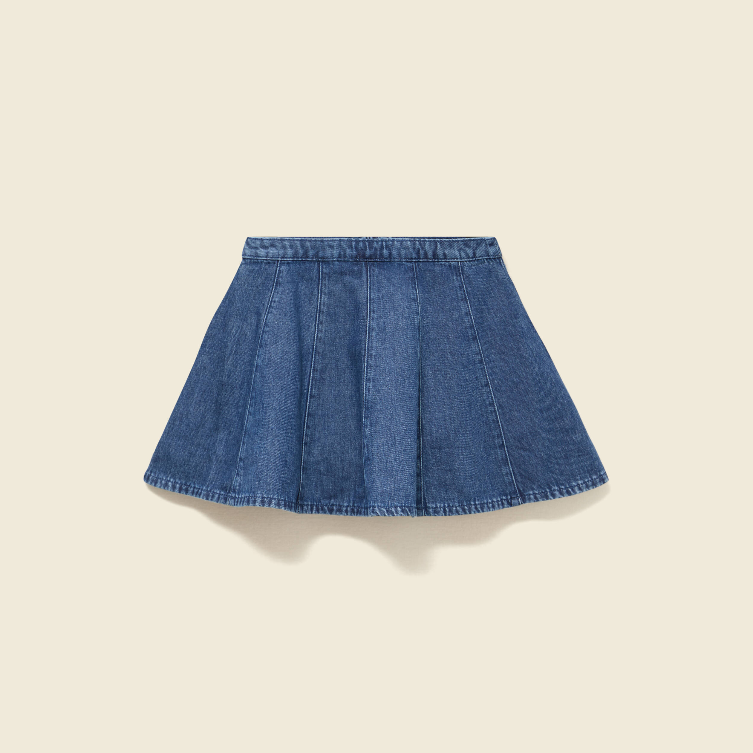 Mini-jupe en coton aspect jeans denim stone femme