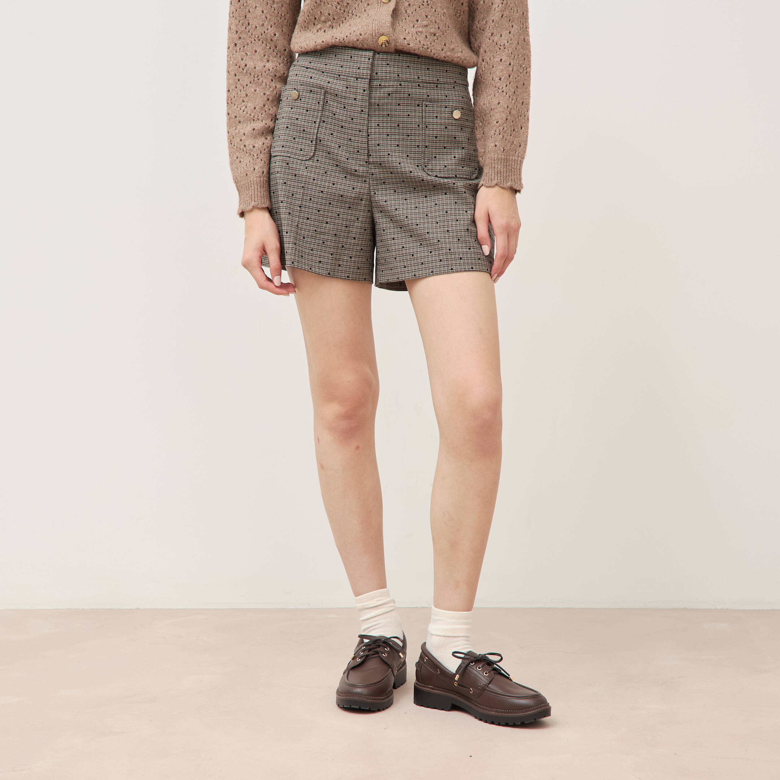 Short taille haute gris femme