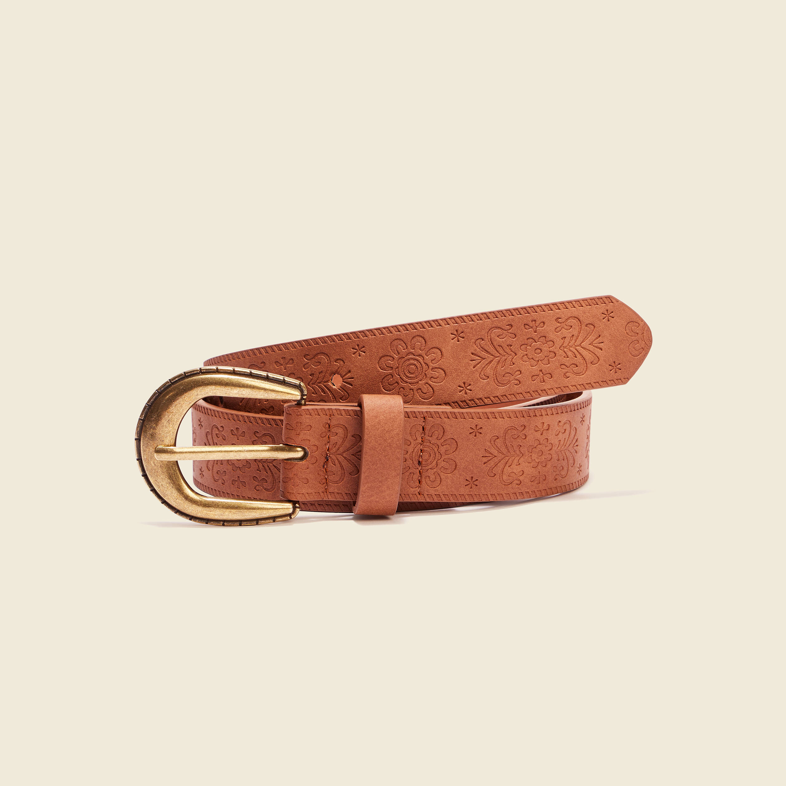 Ceinture emboss&eacute;e marron femme