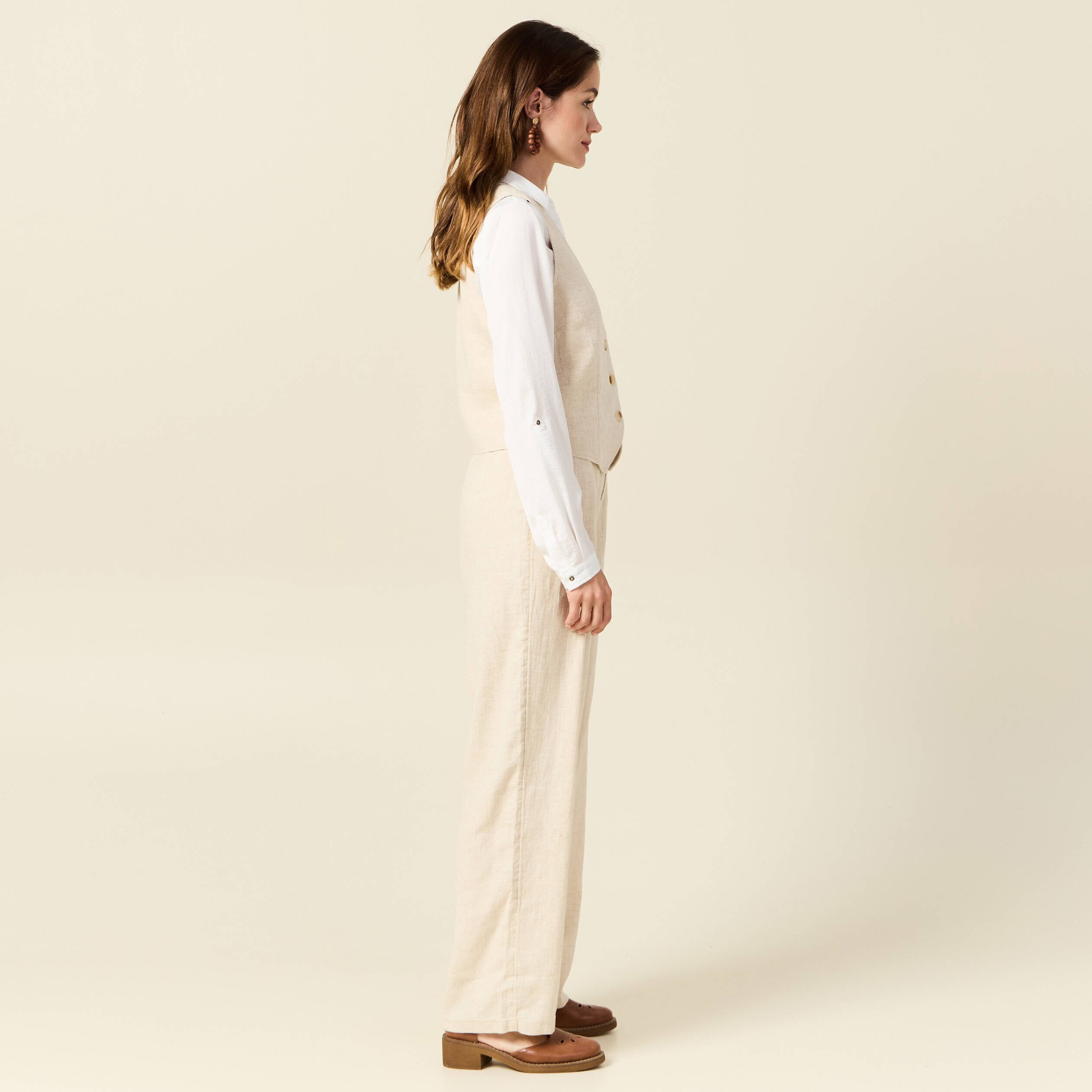 Gilet ajust&eacute; sans manches doubl&eacute; sable femme