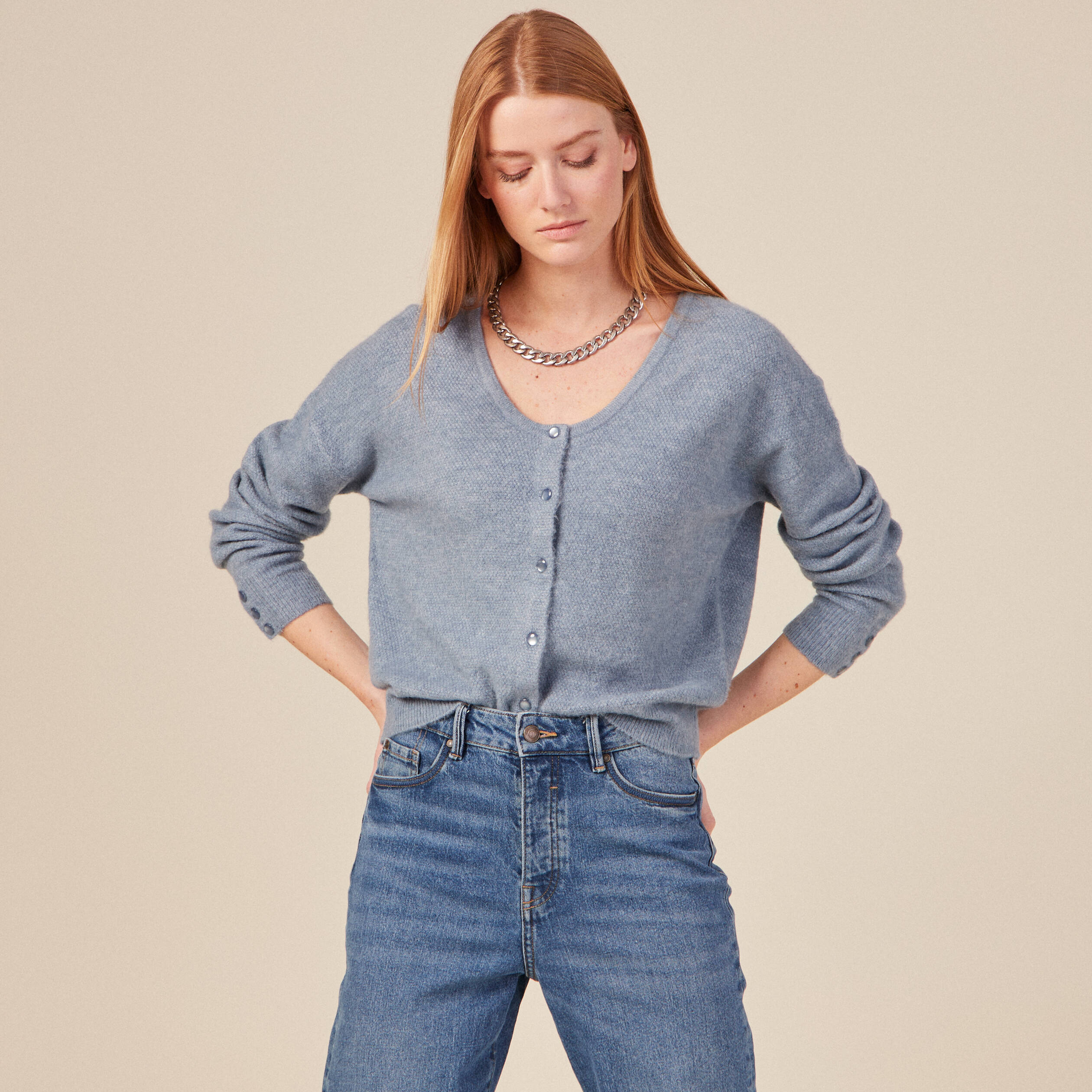 SMILING PINKER Women's Cardigan Long Sleeve Round Neck Pullover