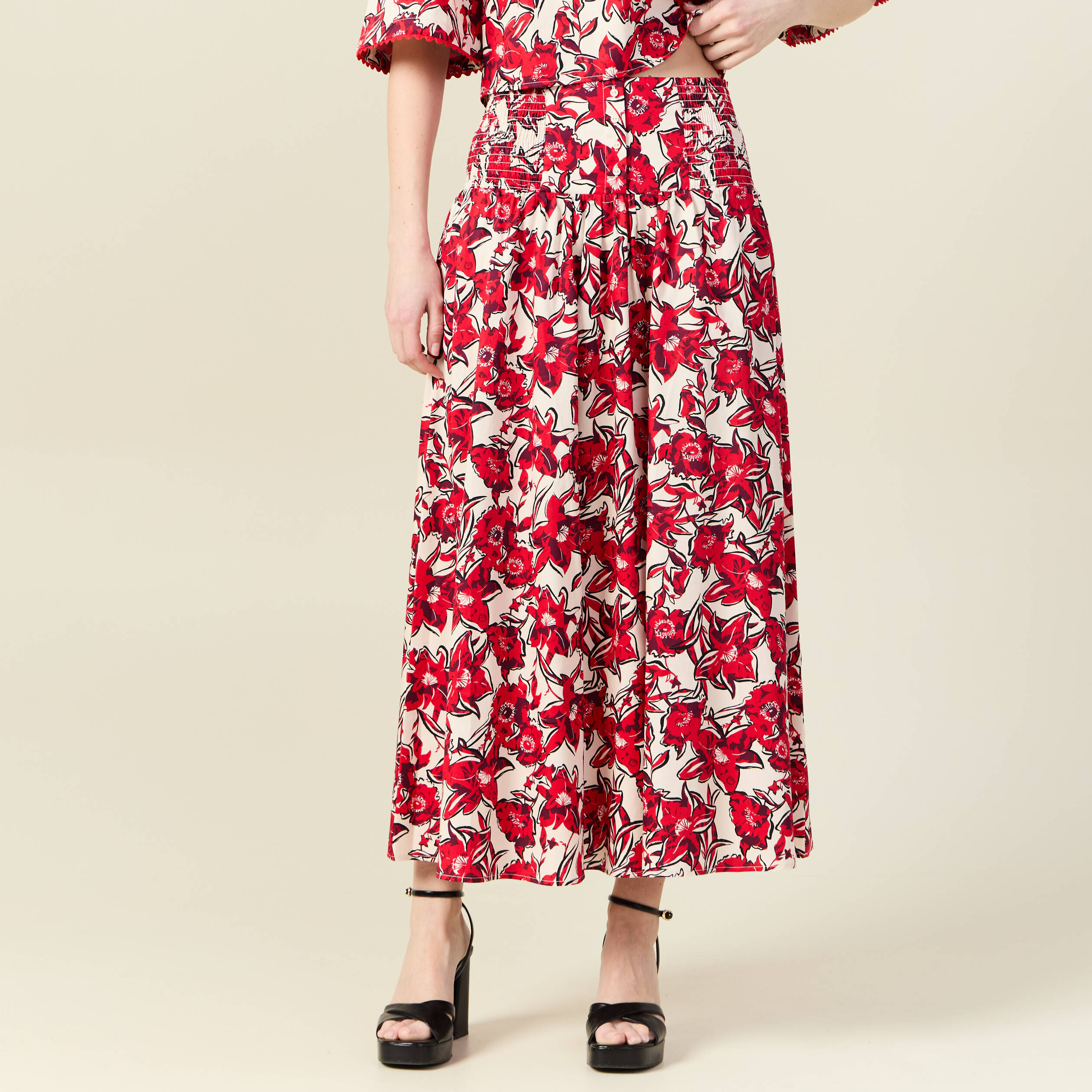 jupe longue evasee rouge femme Jupe longue évasée rouge femme