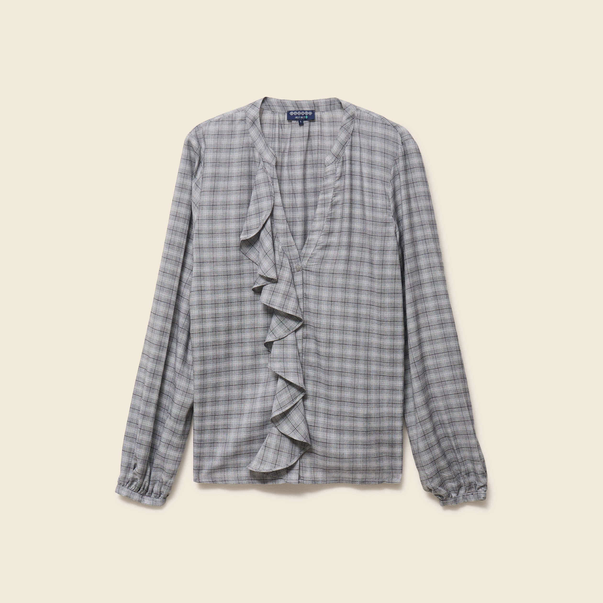 Chemise droite courte manches longues gris fonc&eacute; femme