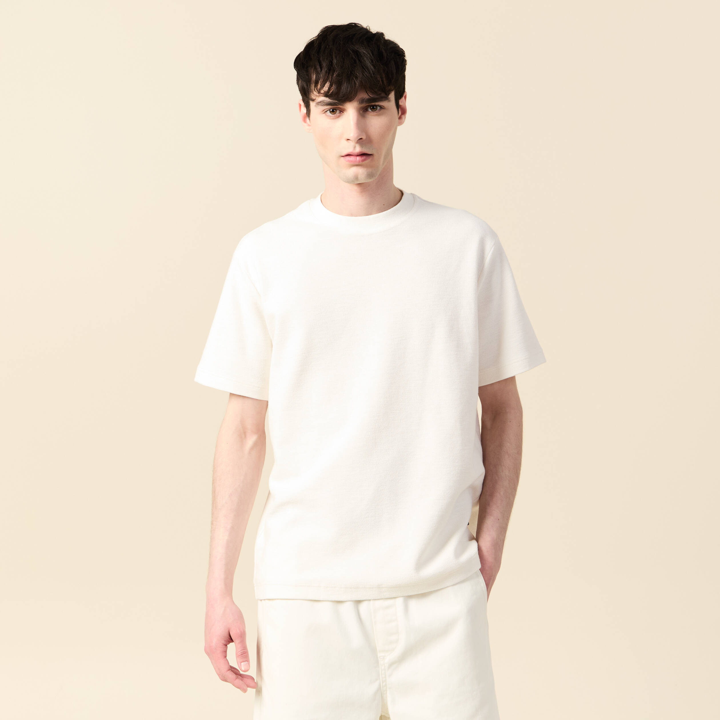 t shirt manches courtes ecru homme T-shirt manches courtes ecru homme