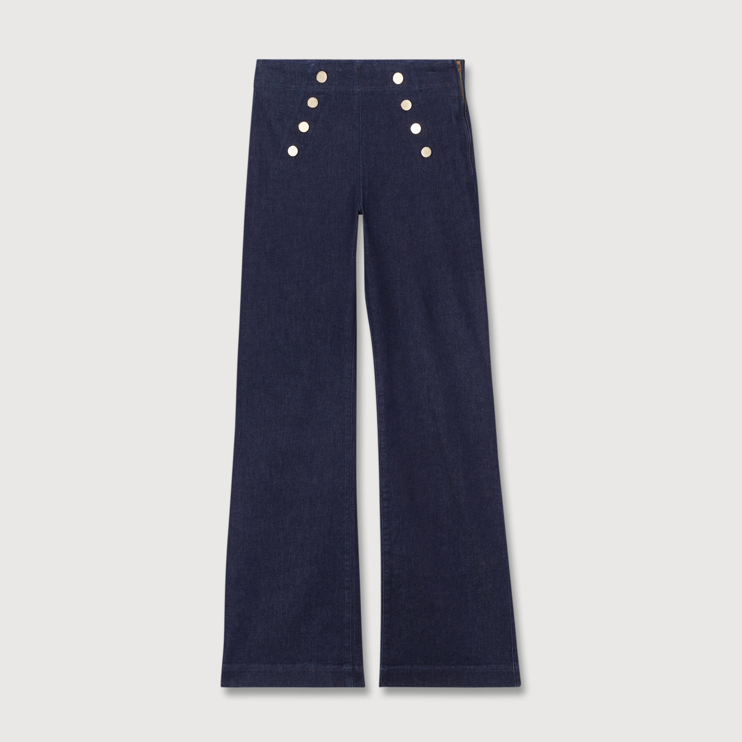 Jeans flare &agrave; pont denim brut femme