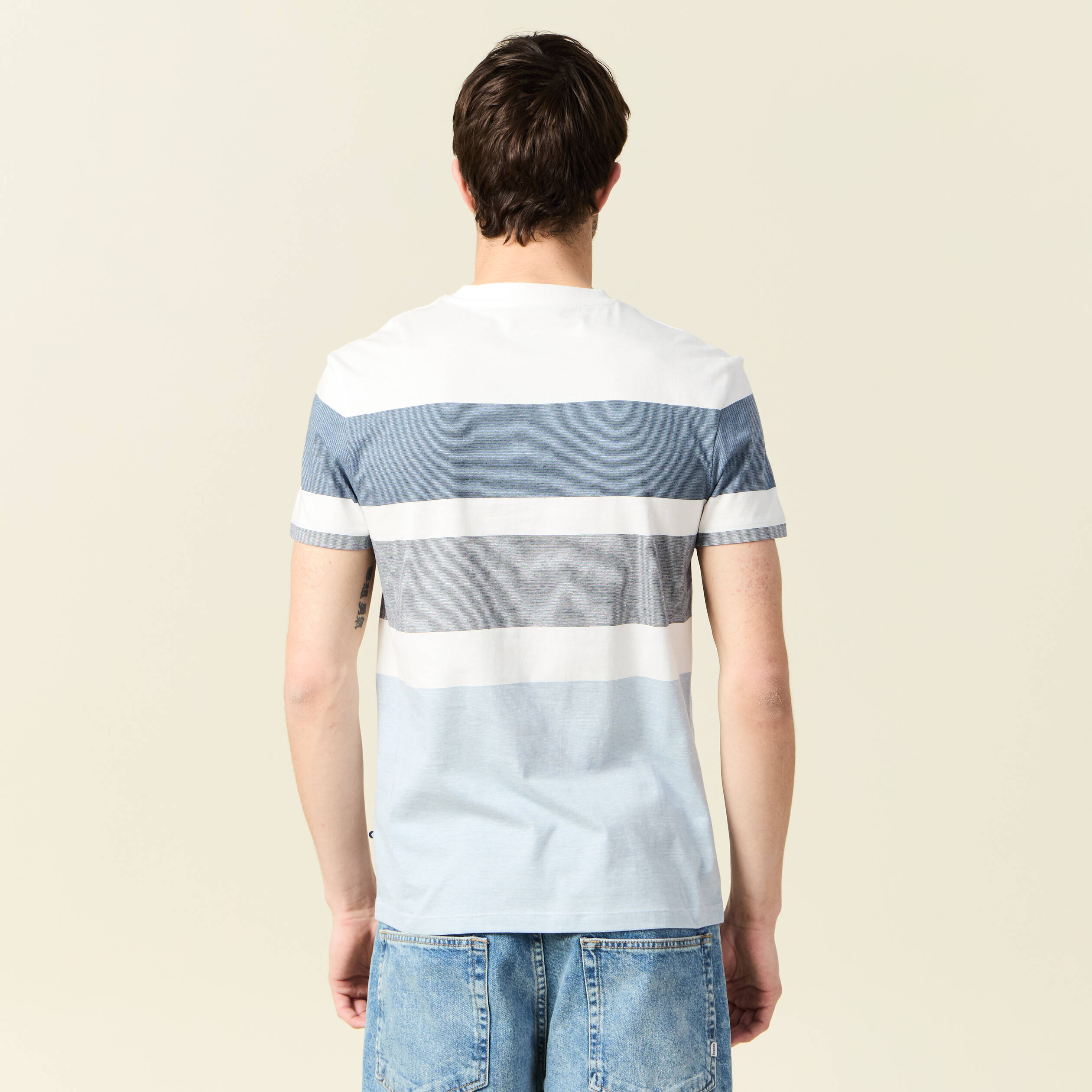 t shirt manches courtes bleu gris homme T-shirt manches courtes bleu gris homme
