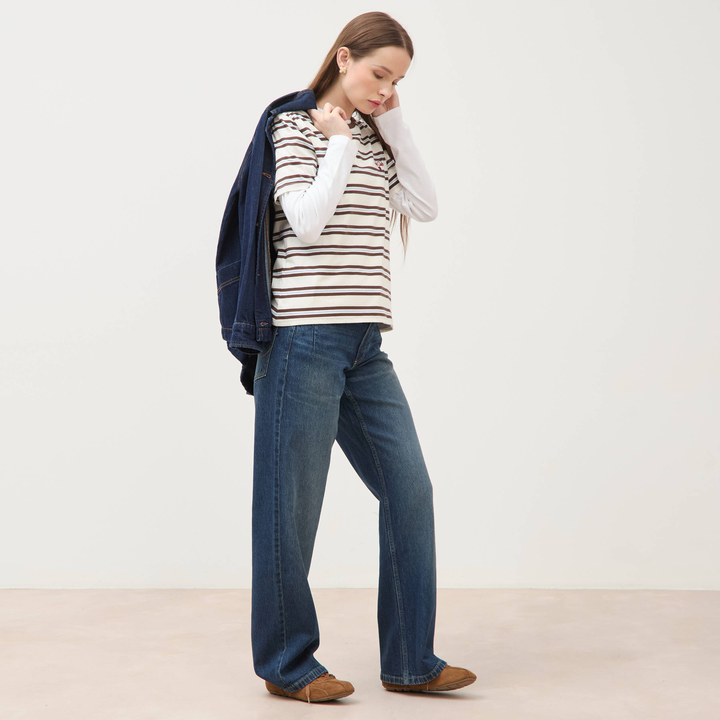 Jeans large taille standard denim stone femme