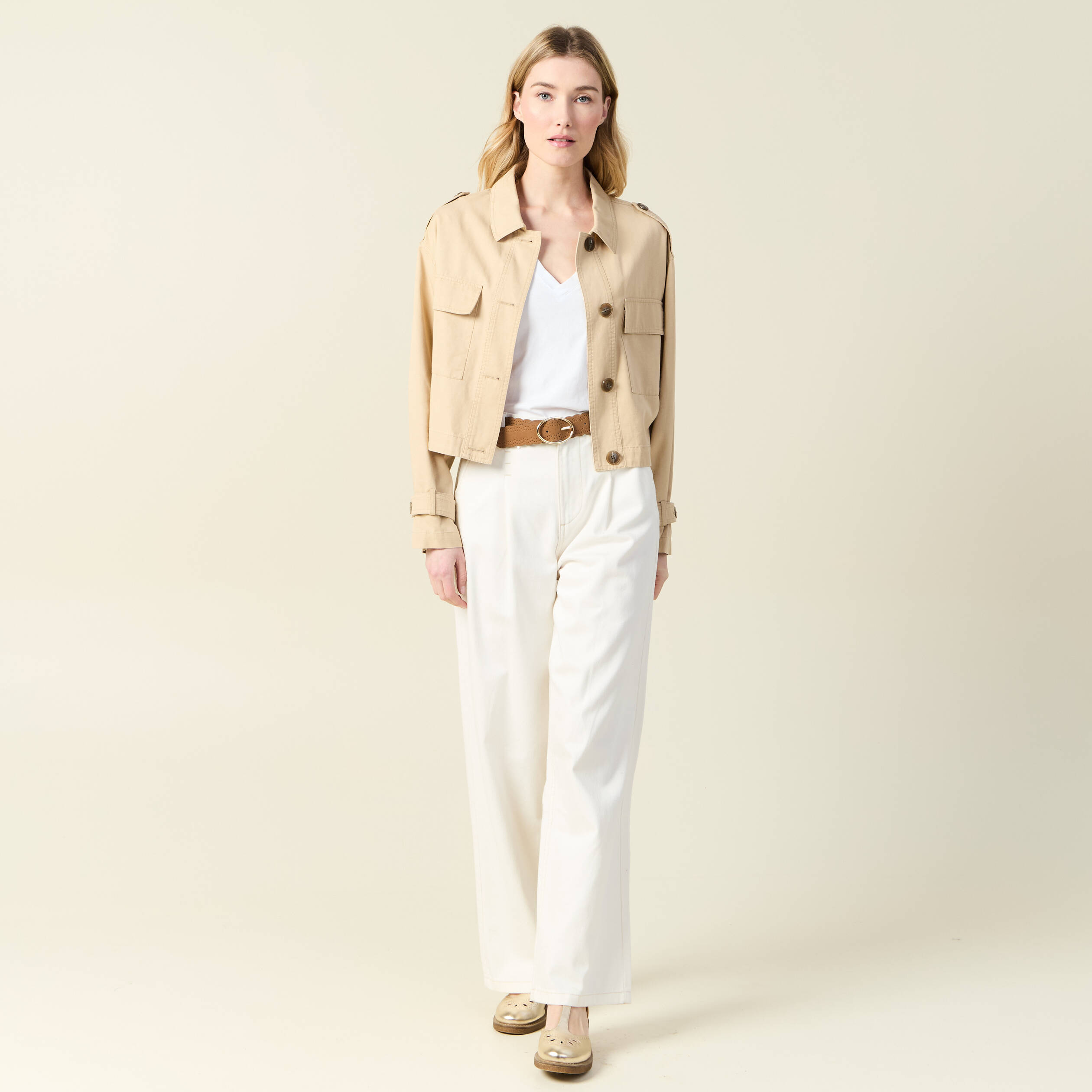 jeans large a pinces denim blanc femme Jeans large à pinces denim blanc femme