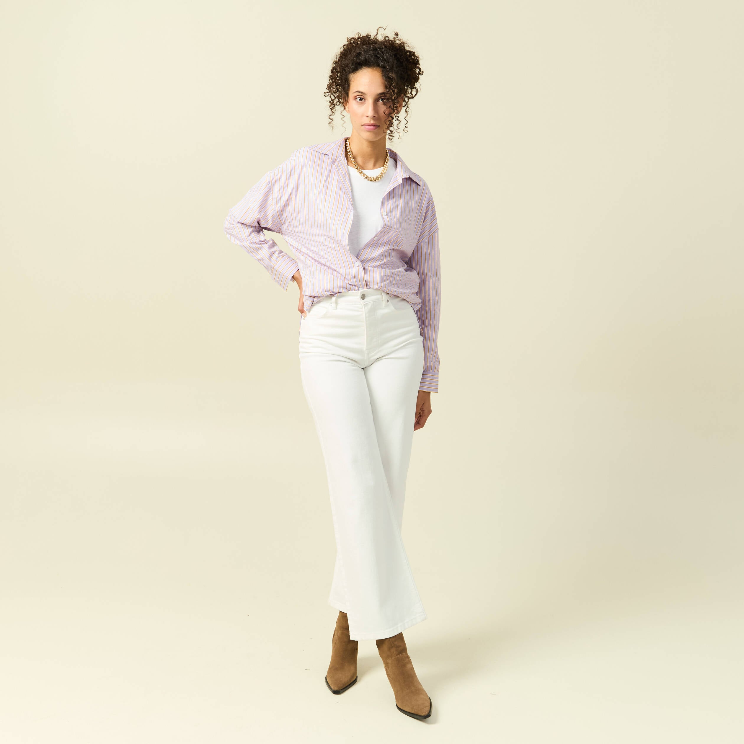Chemise oversize en coton bleu ciel femme