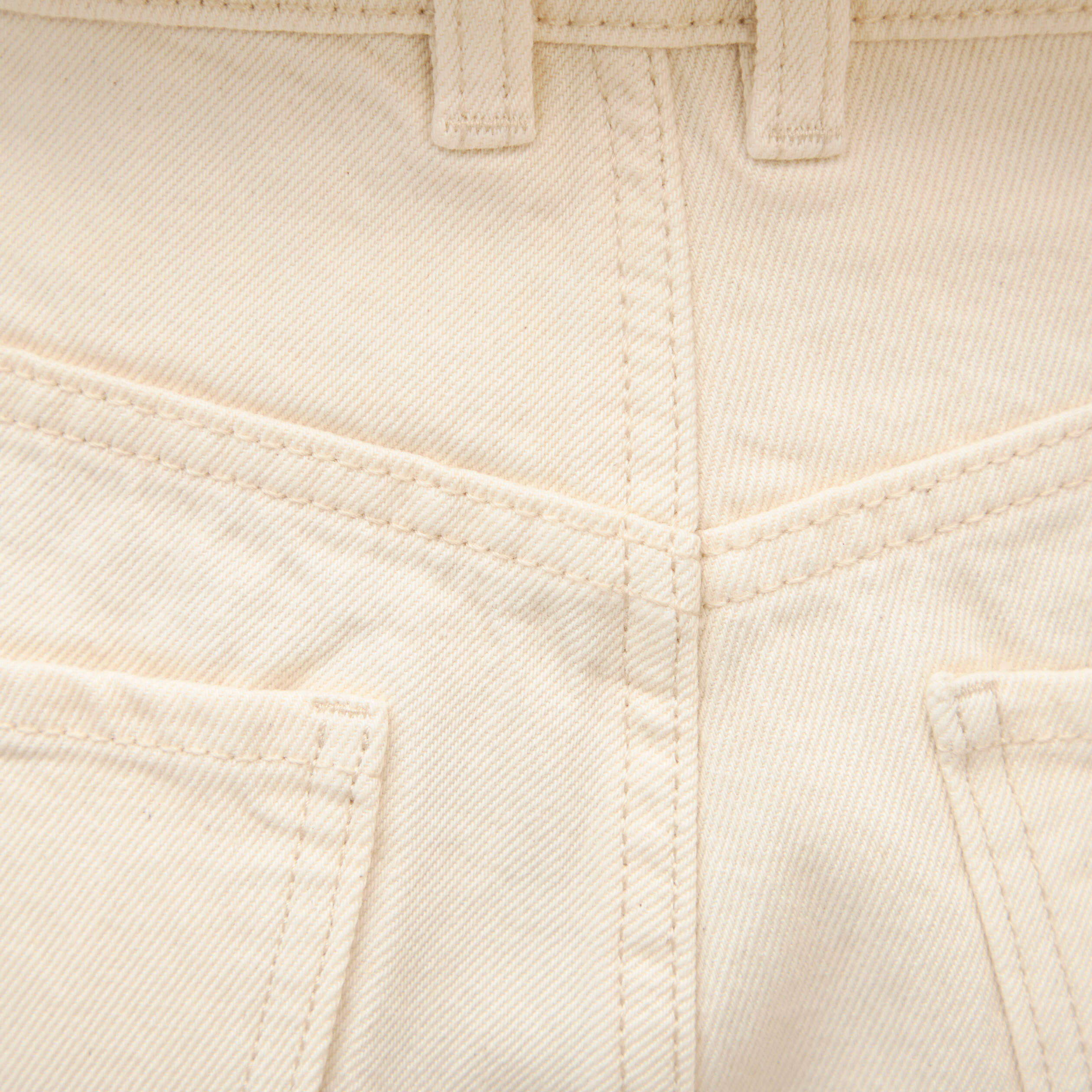 Bermuda large taille haute en coton ecru femme