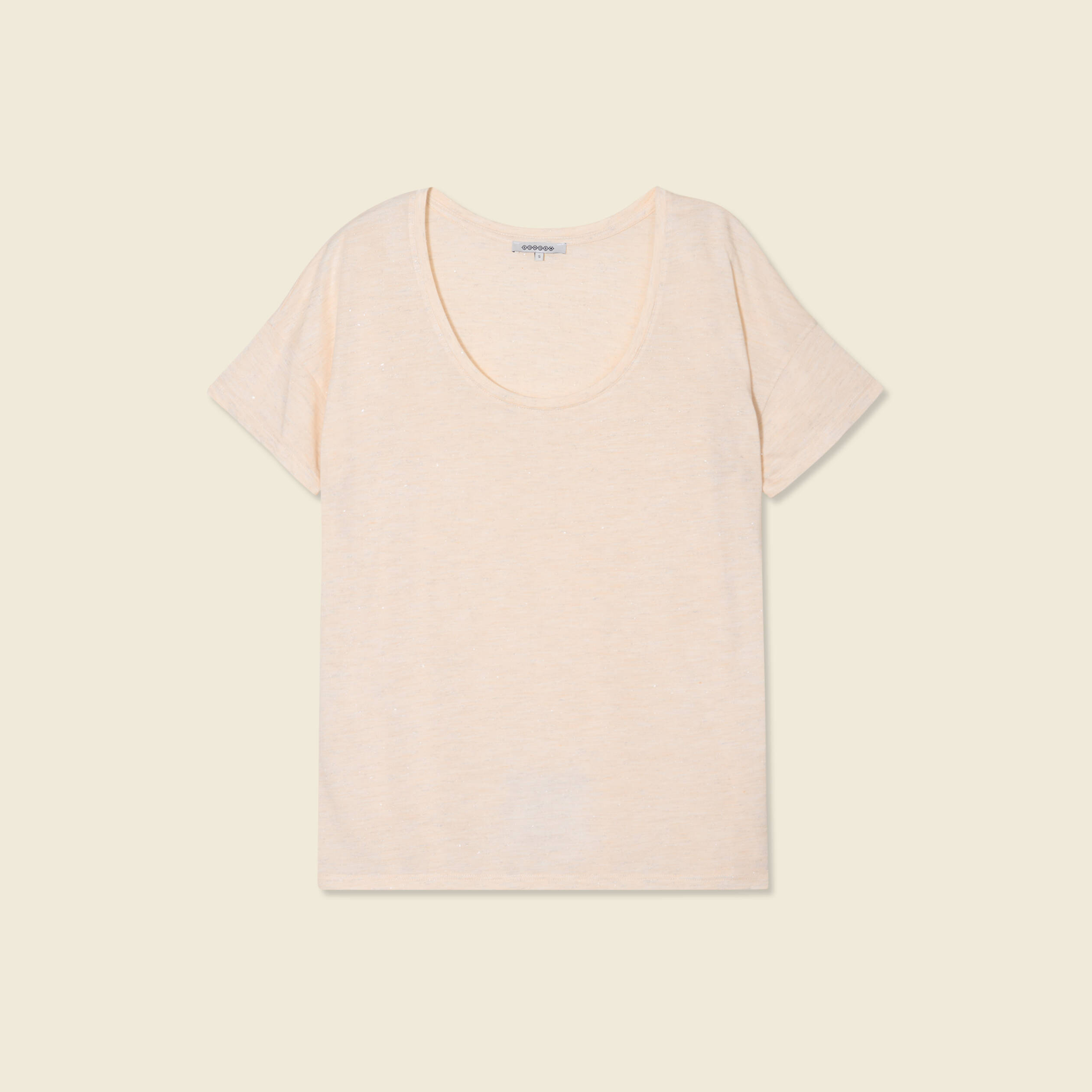 t shirt manches courtes brillant creme femme T-shirt manches courtes brillant creme femme