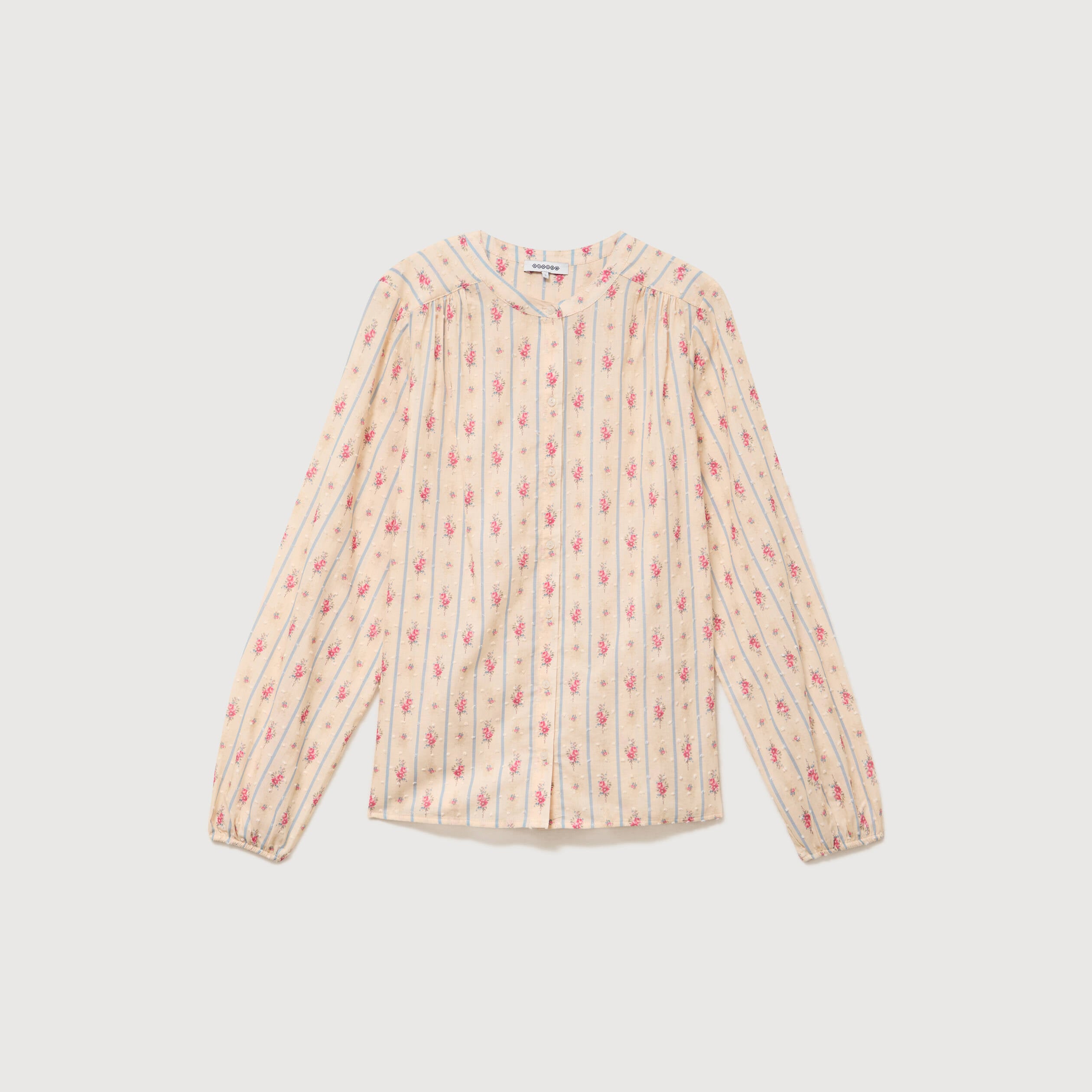 Chemise ample en coton manches longues blanc femme