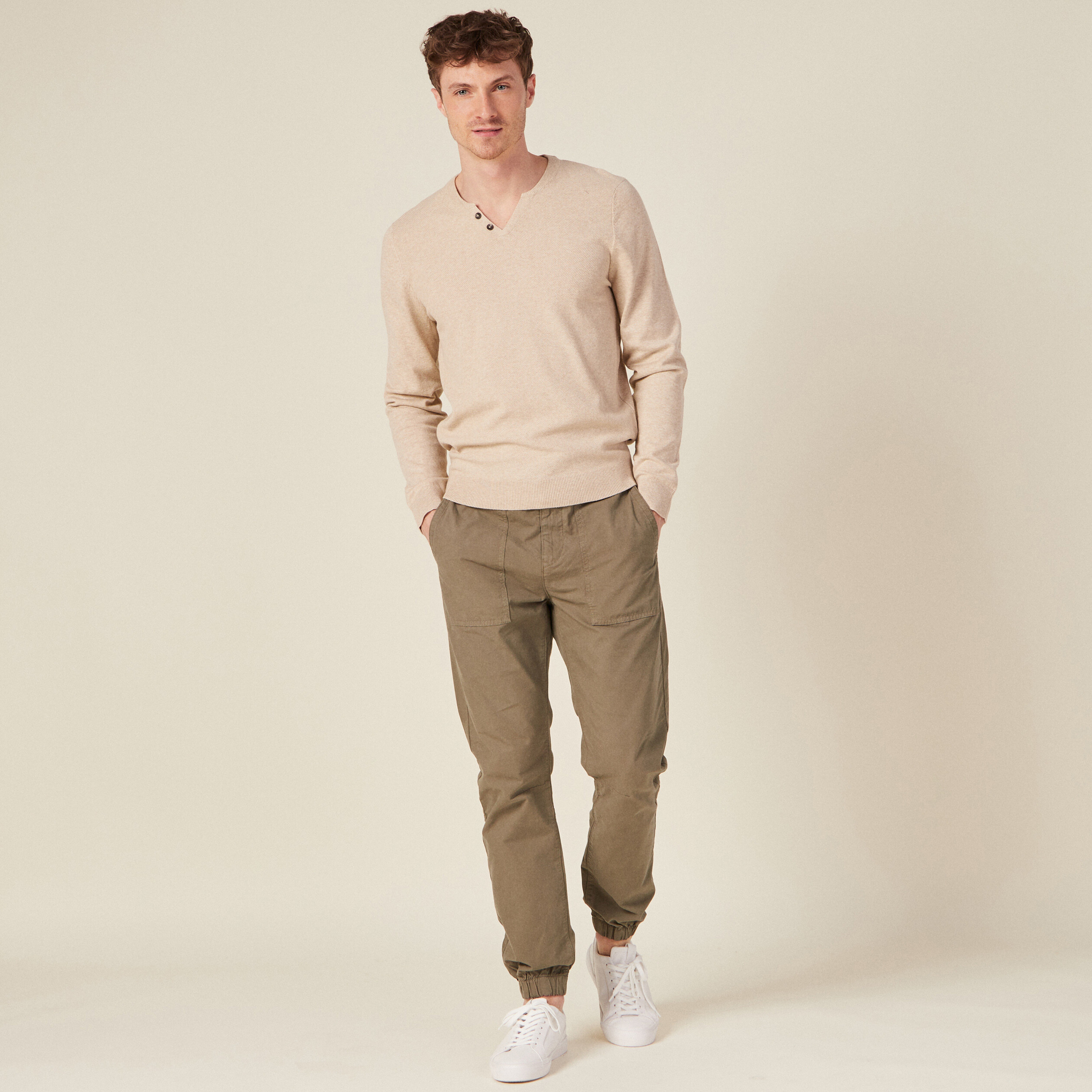 pull manches longues beige homme Pull manches longues beige homme