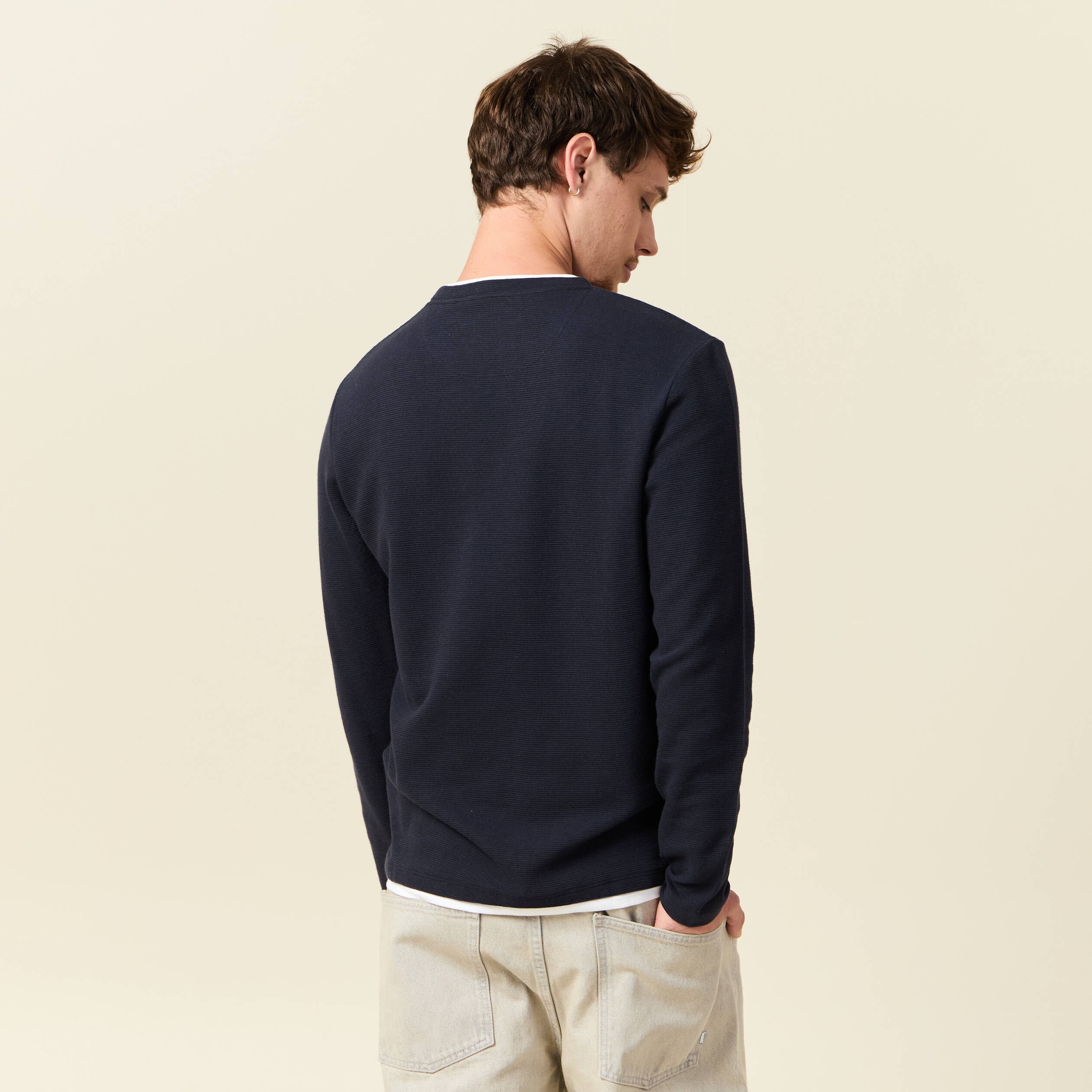 T-shirt manches longues bleu marine homme