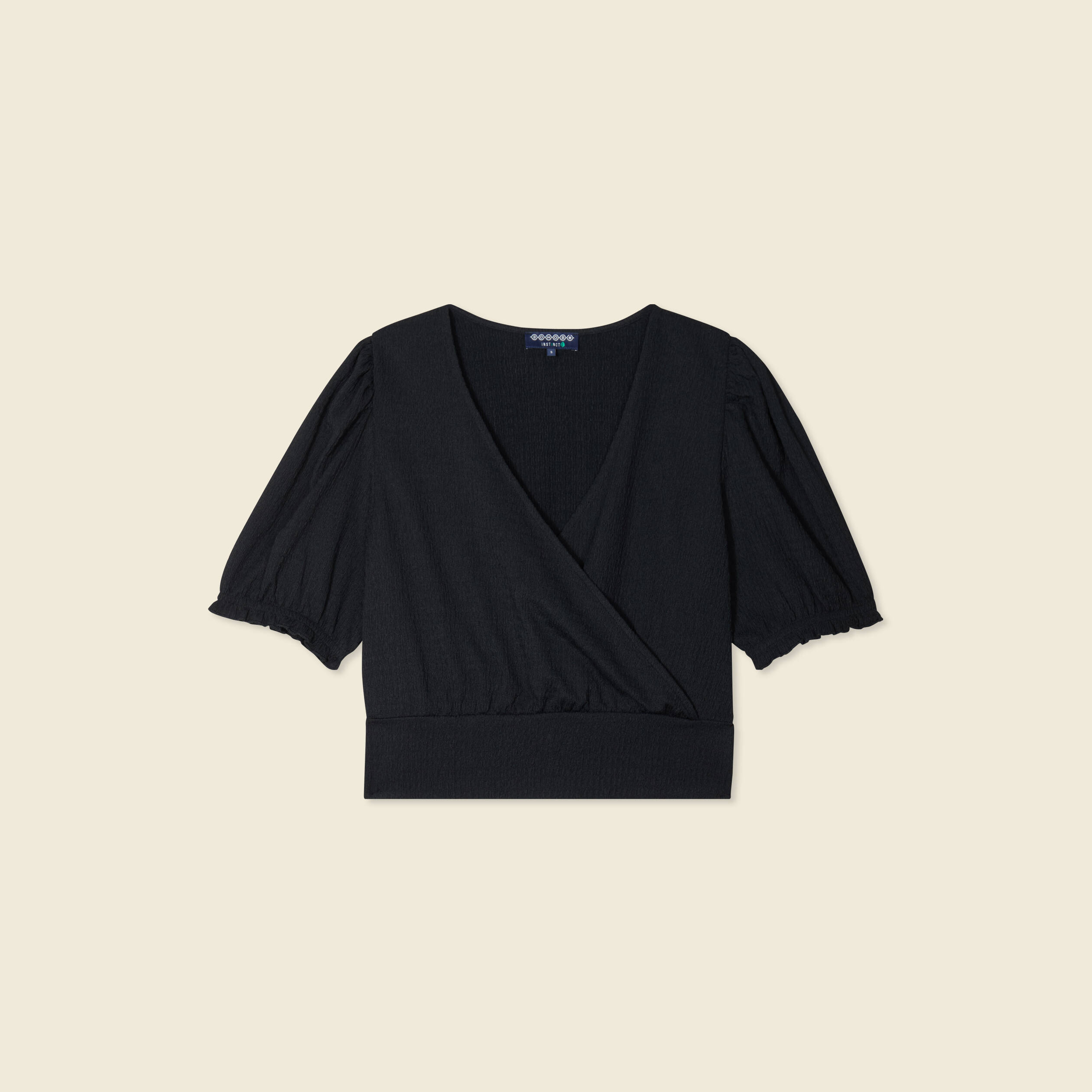 blouse cropped manches courtes noir femme Blouse cropped manches courtes noir femme