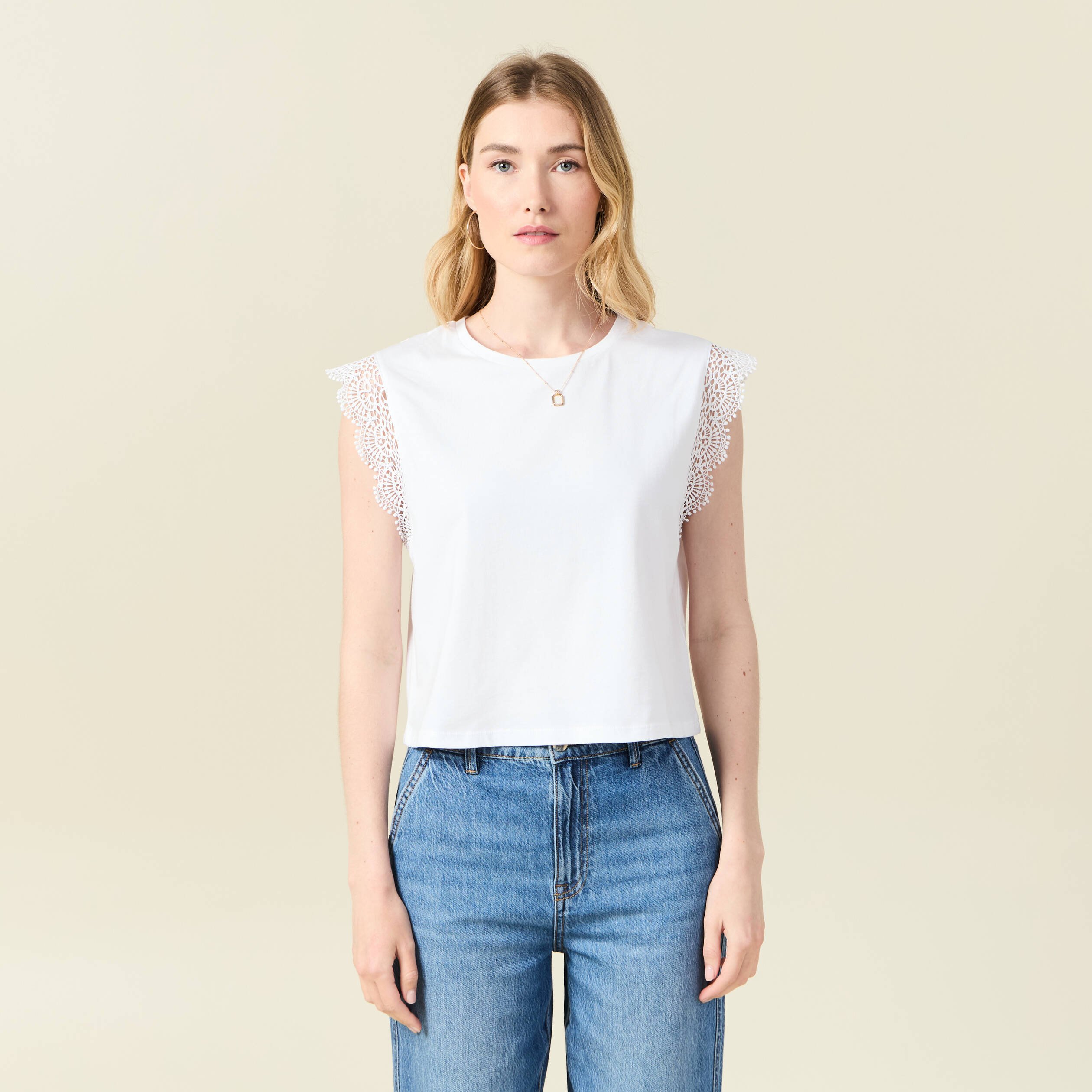t shirt manches courtes blanc femme T-shirt manches courtes blanc femme