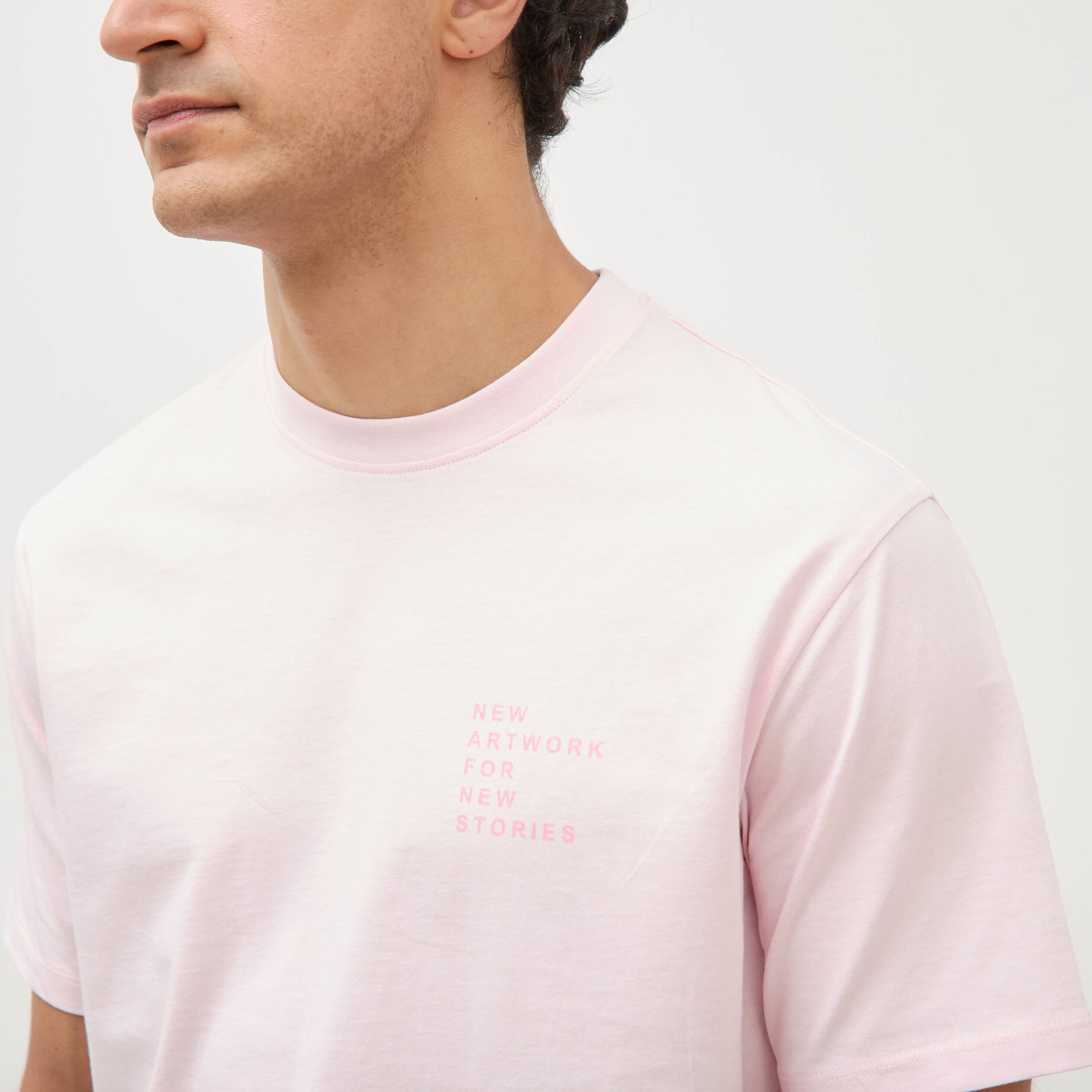 T-shirt en coton manches courtes rose homme