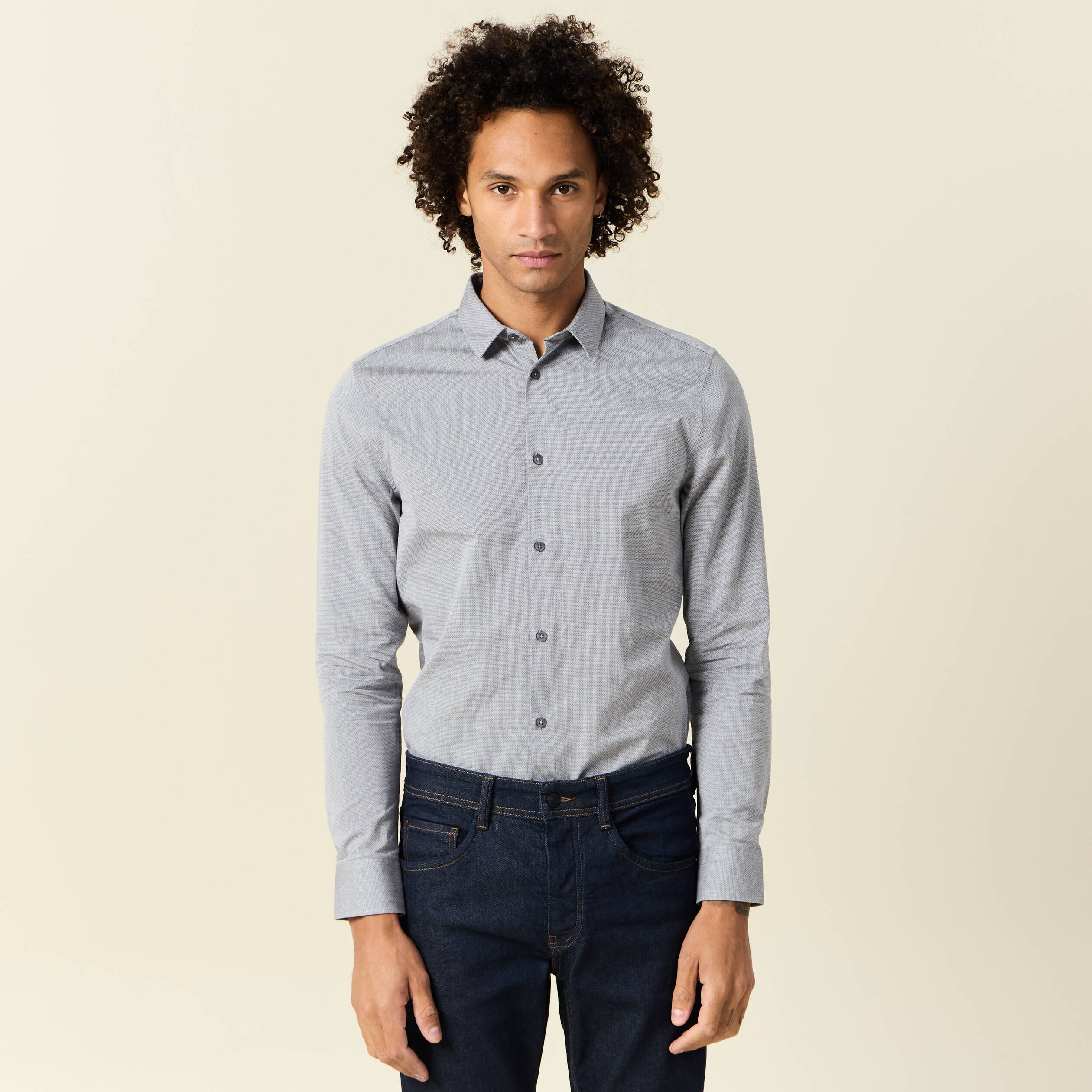 chemise manches longues gris homme Chemise manches longues gris homme