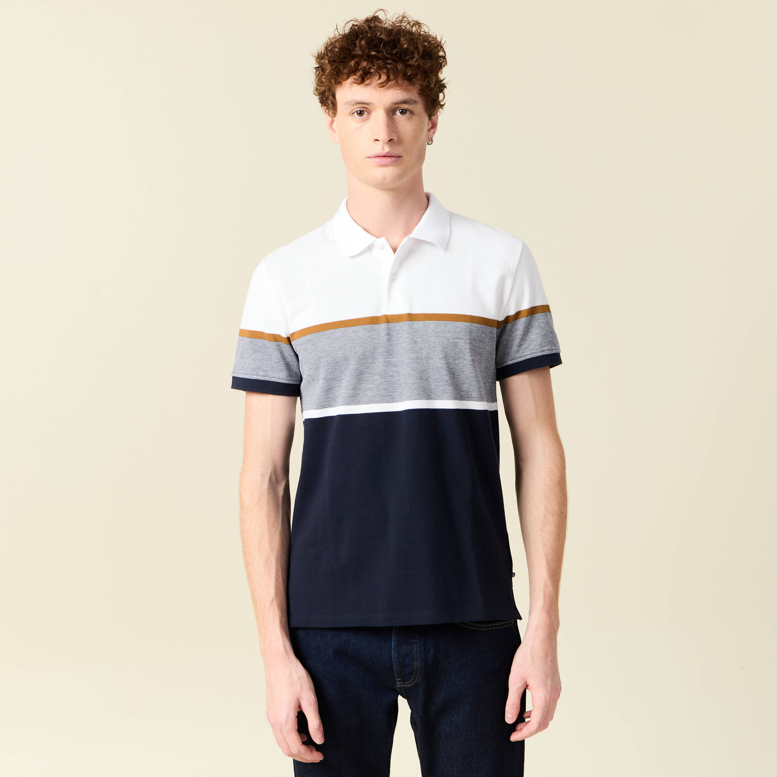 Polo manches courtes blanc homme