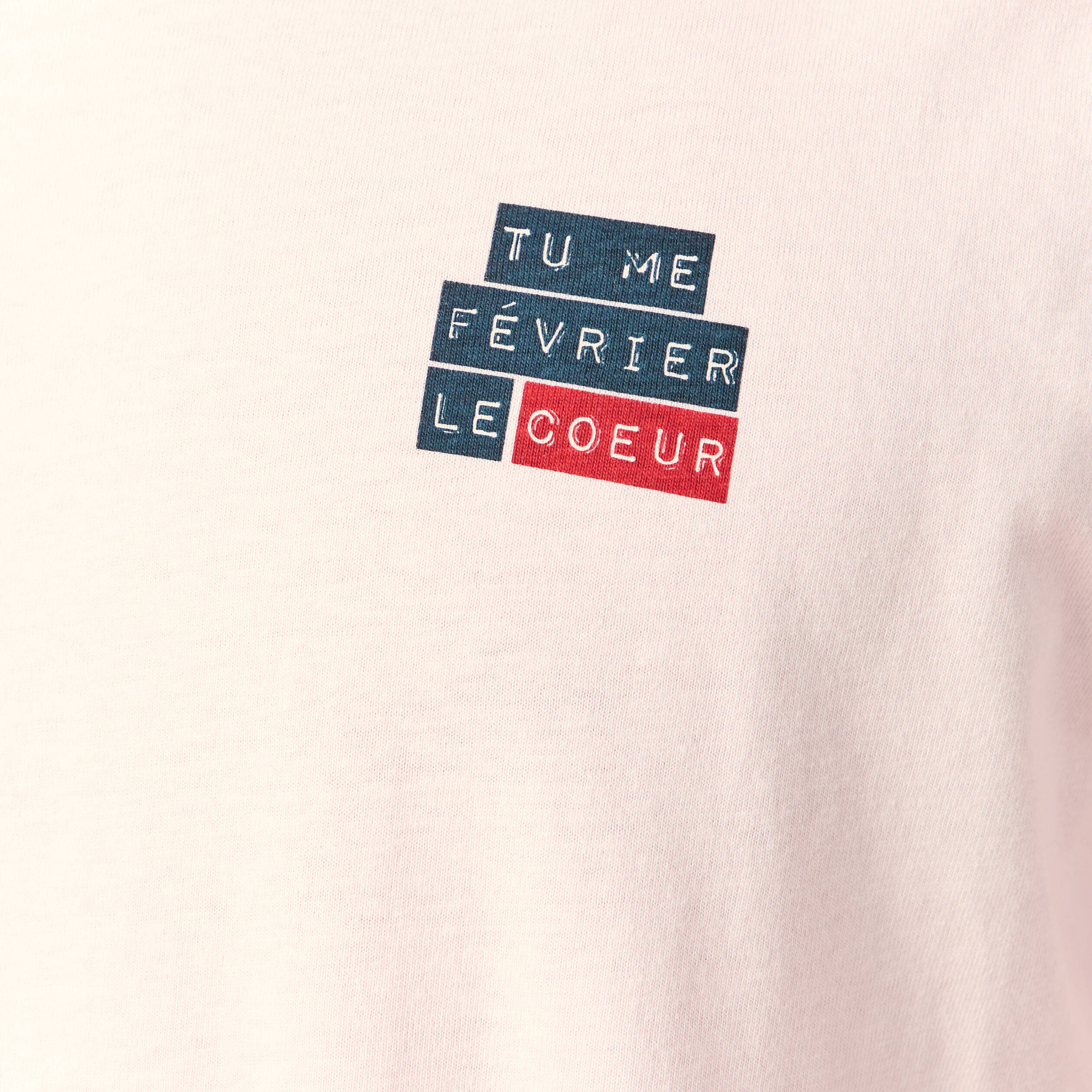 T-shirt en coton manches courtes rose poudr&eacute;e homme
