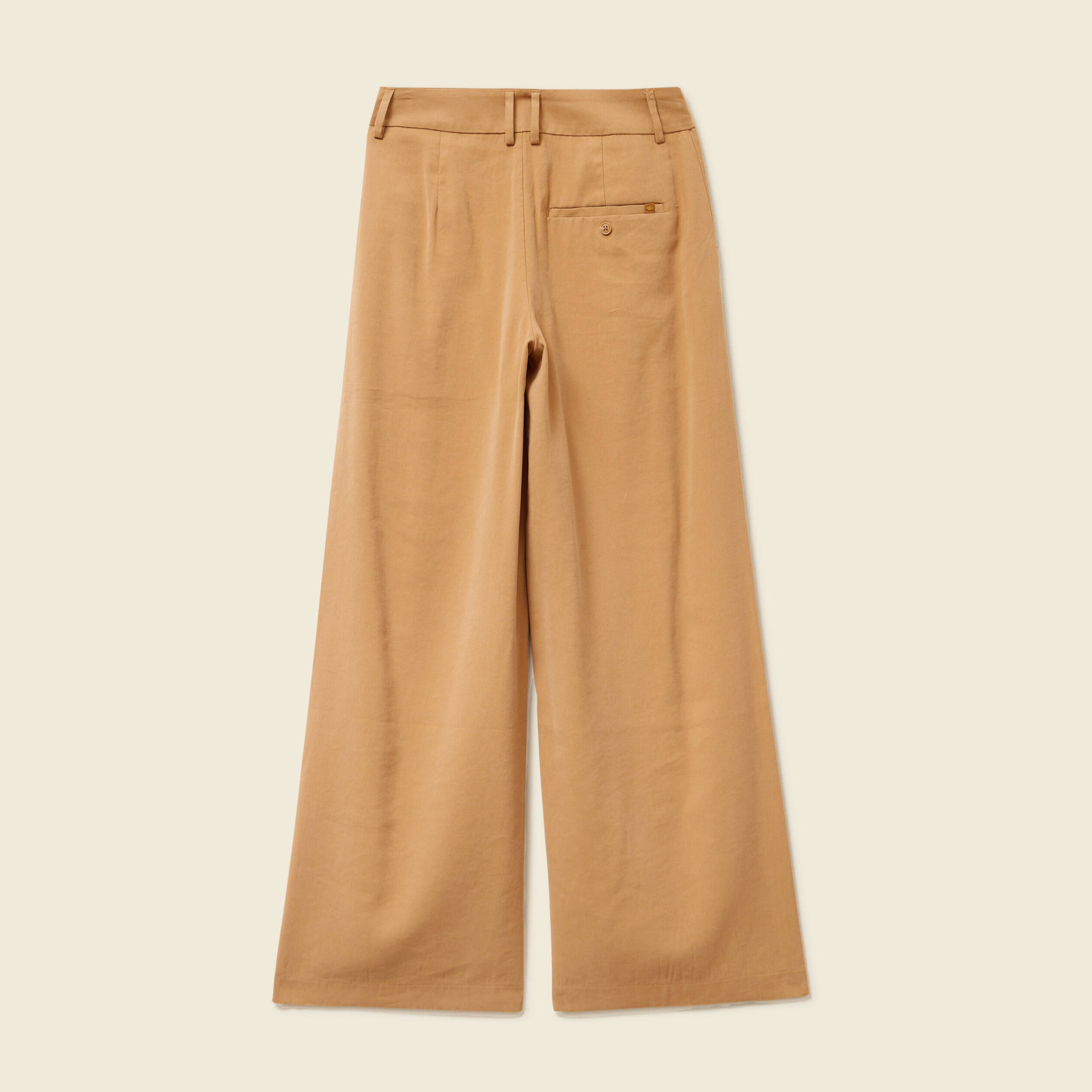 Pantalon large taille haute marron clair femme
