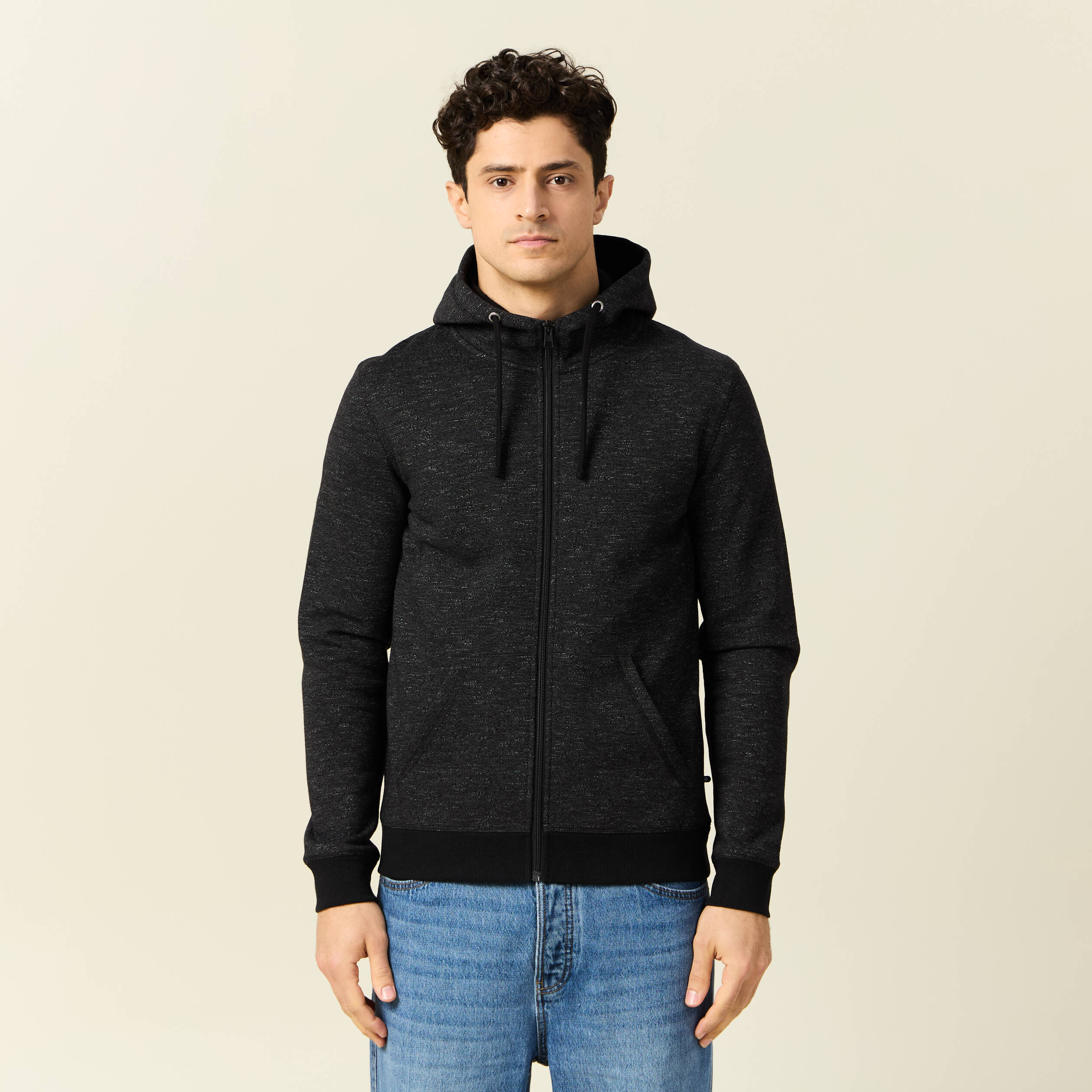 Gilet manches longues zippé noir homme