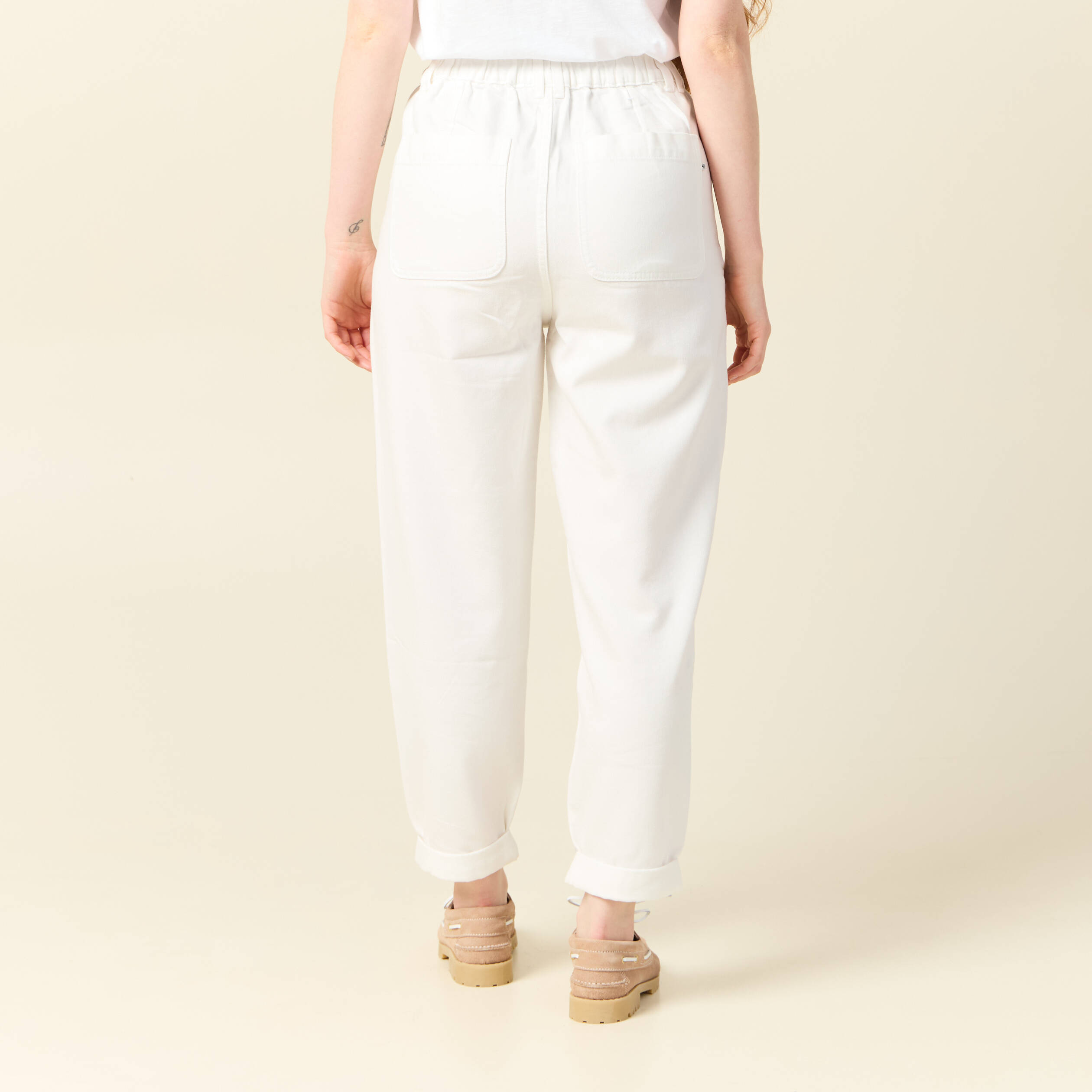 Jeans slouchy taille haute denim blanc femme