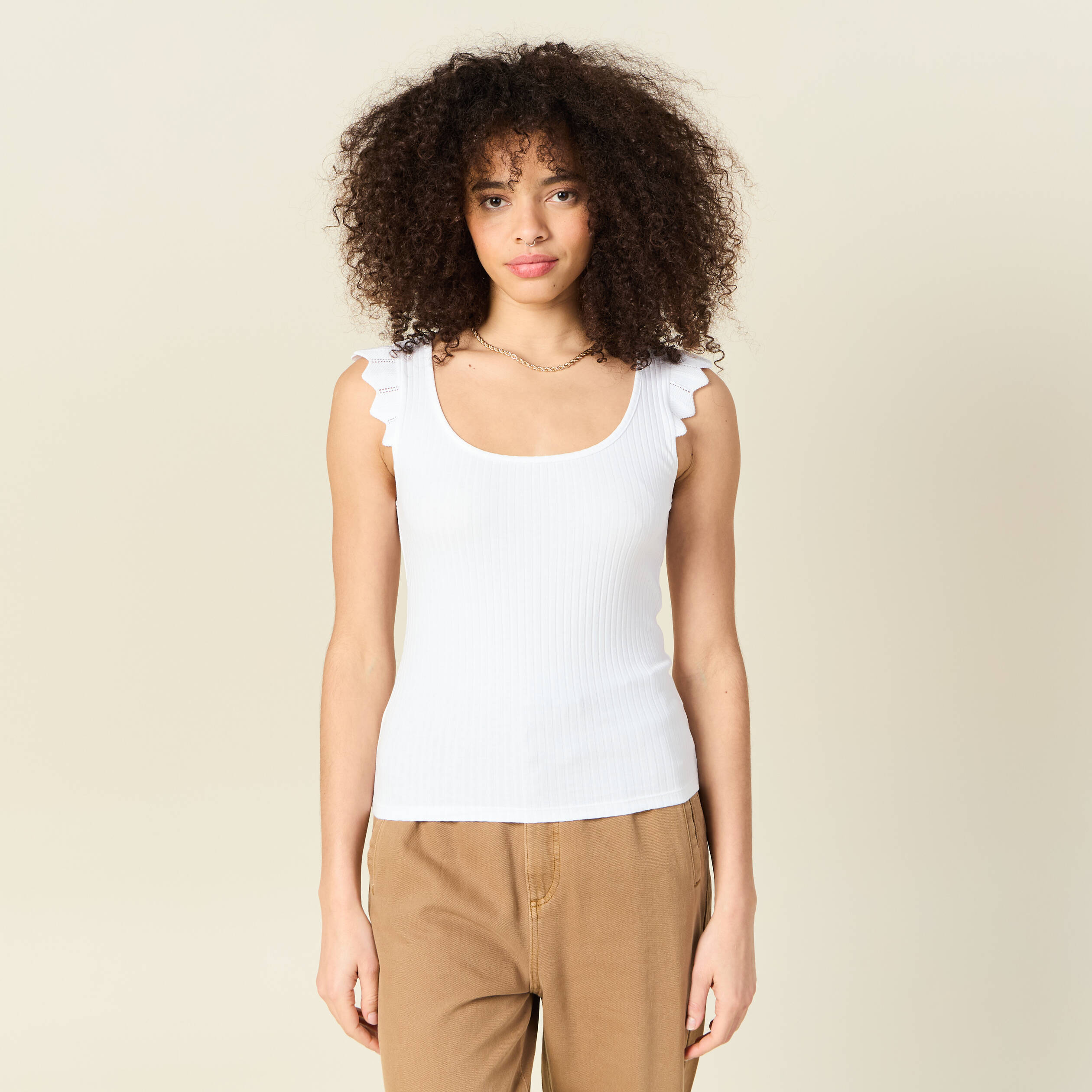 debardeur bretelles larges blanc femme Débardeur bretelles larges blanc femme