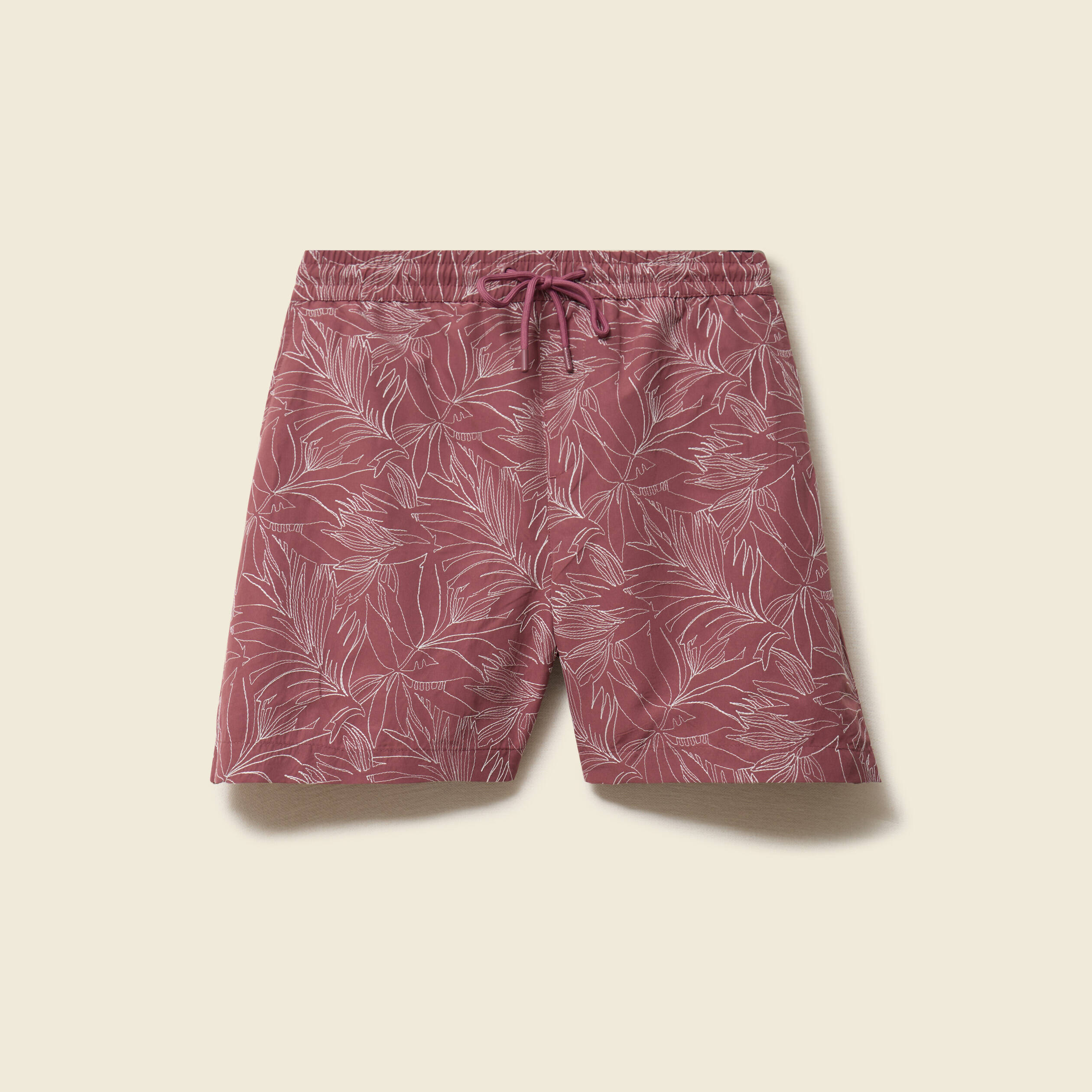 Maillot de bain avec broderie doubl&eacute; vieux rose homme