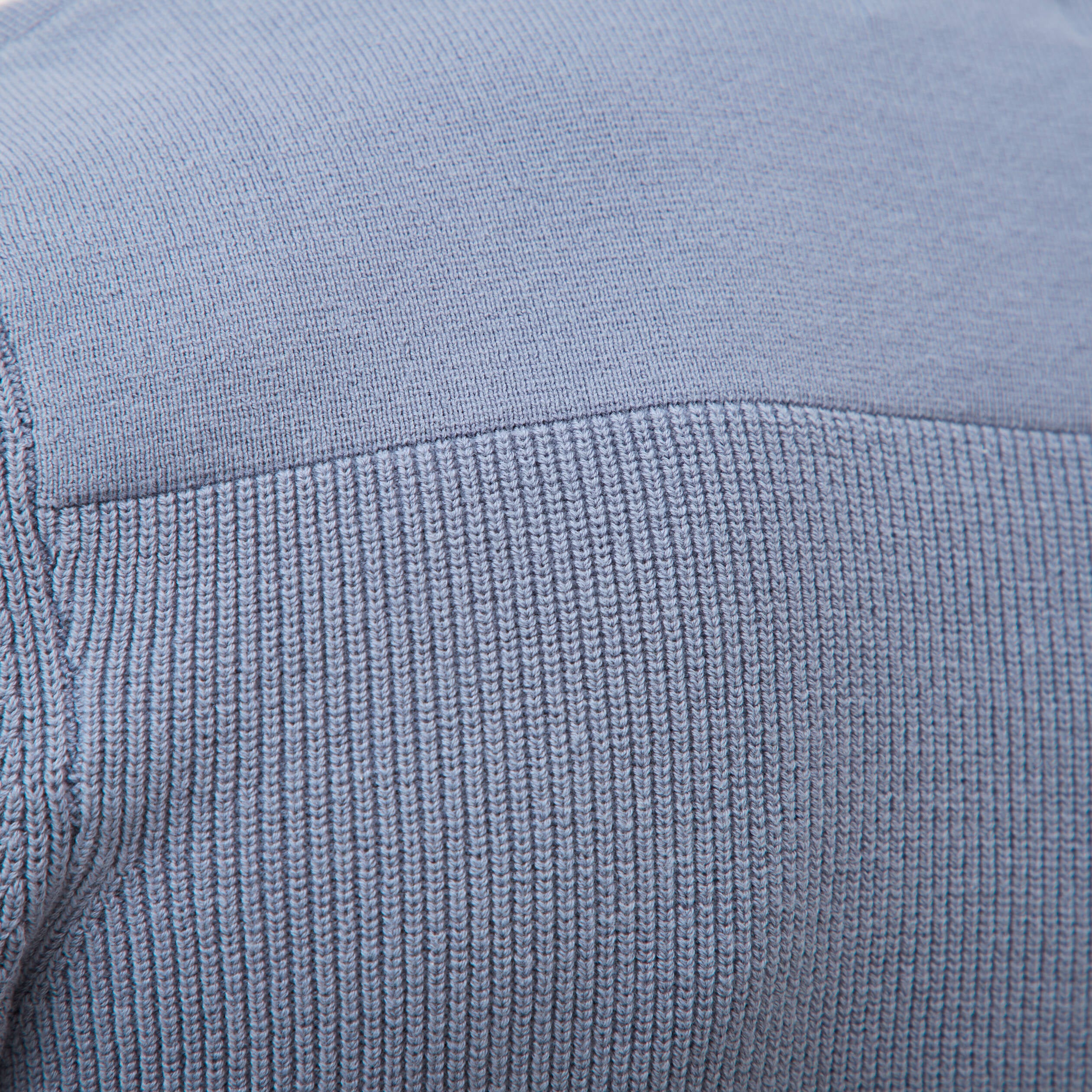 Pull manches longues col rond bleu gris homme