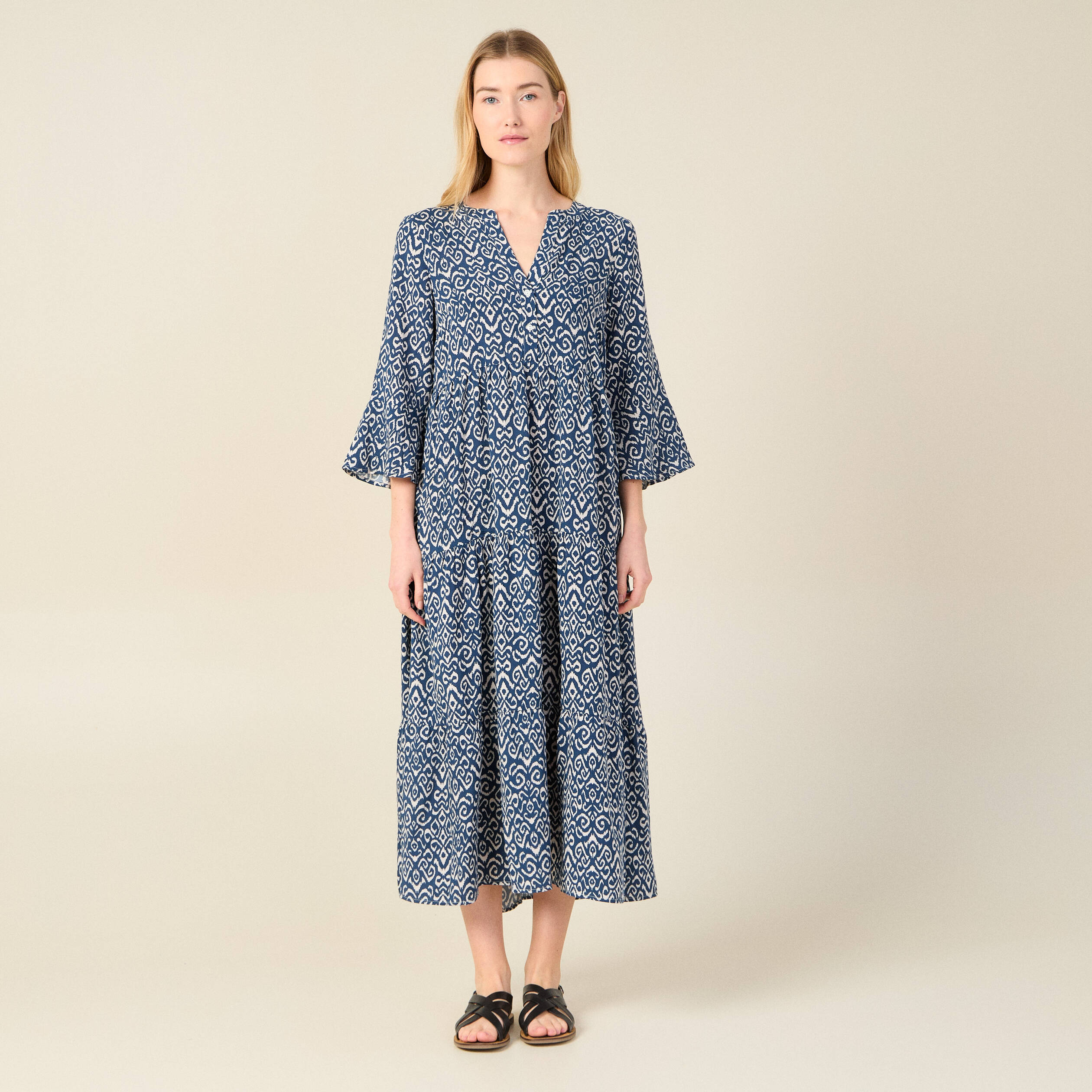 robe longue eco responsable bleu marine femme Robe longue éco-responsable bleu marine femme