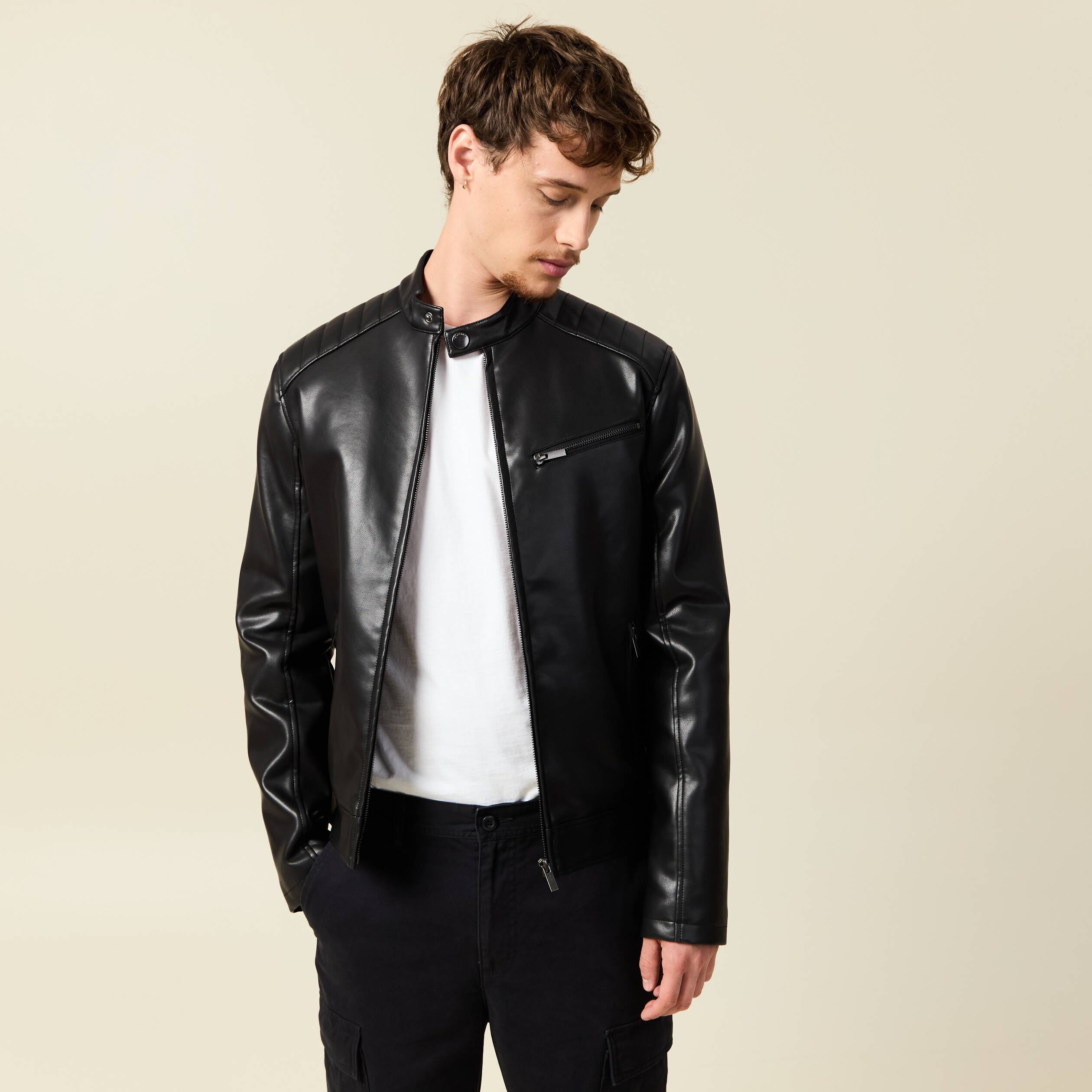 Veste Biker Veste Simili Cuir Homme Bonobo Manteau Bonobo Blouson
