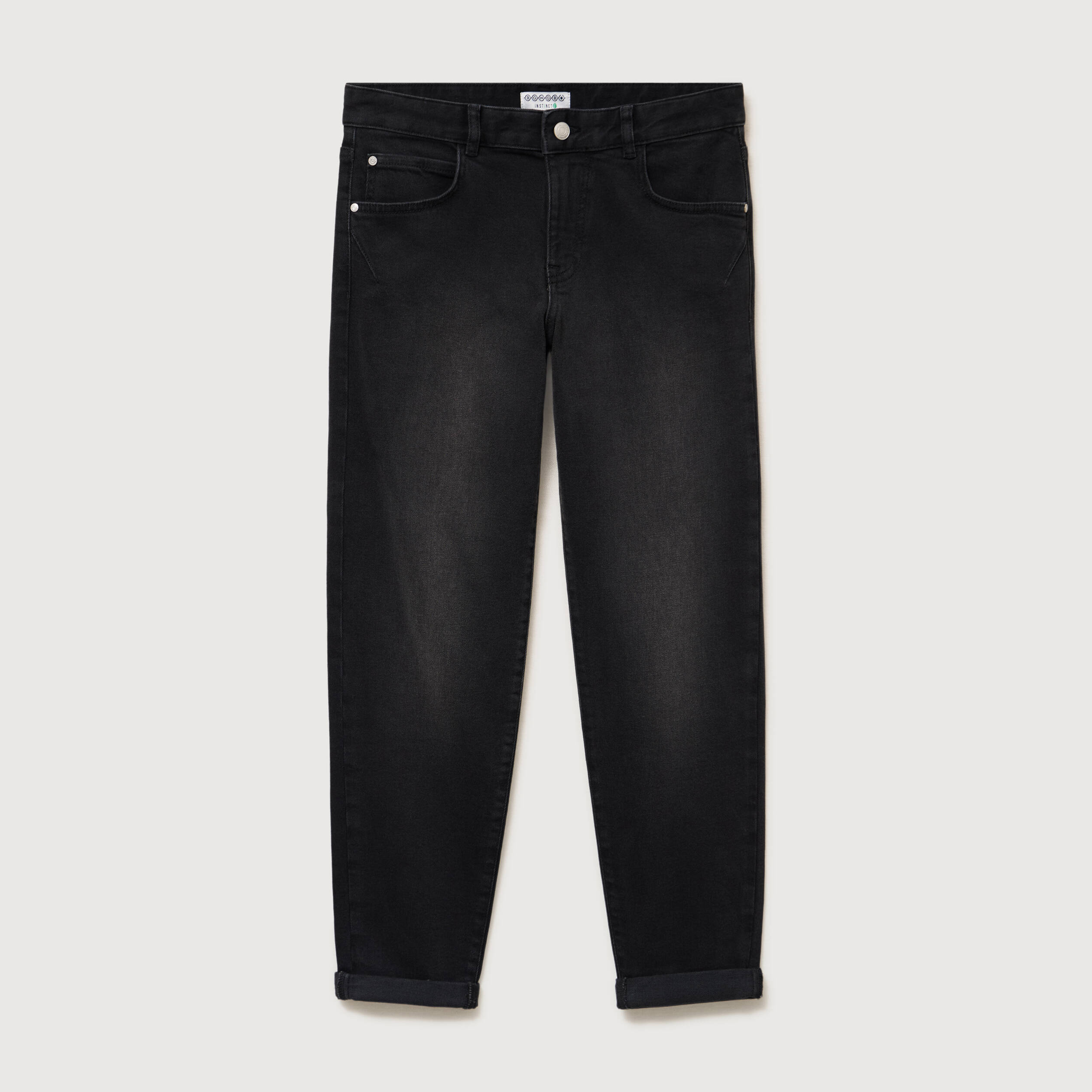 Jeans droit 7/8&egrave;me taille standard denim noir femme