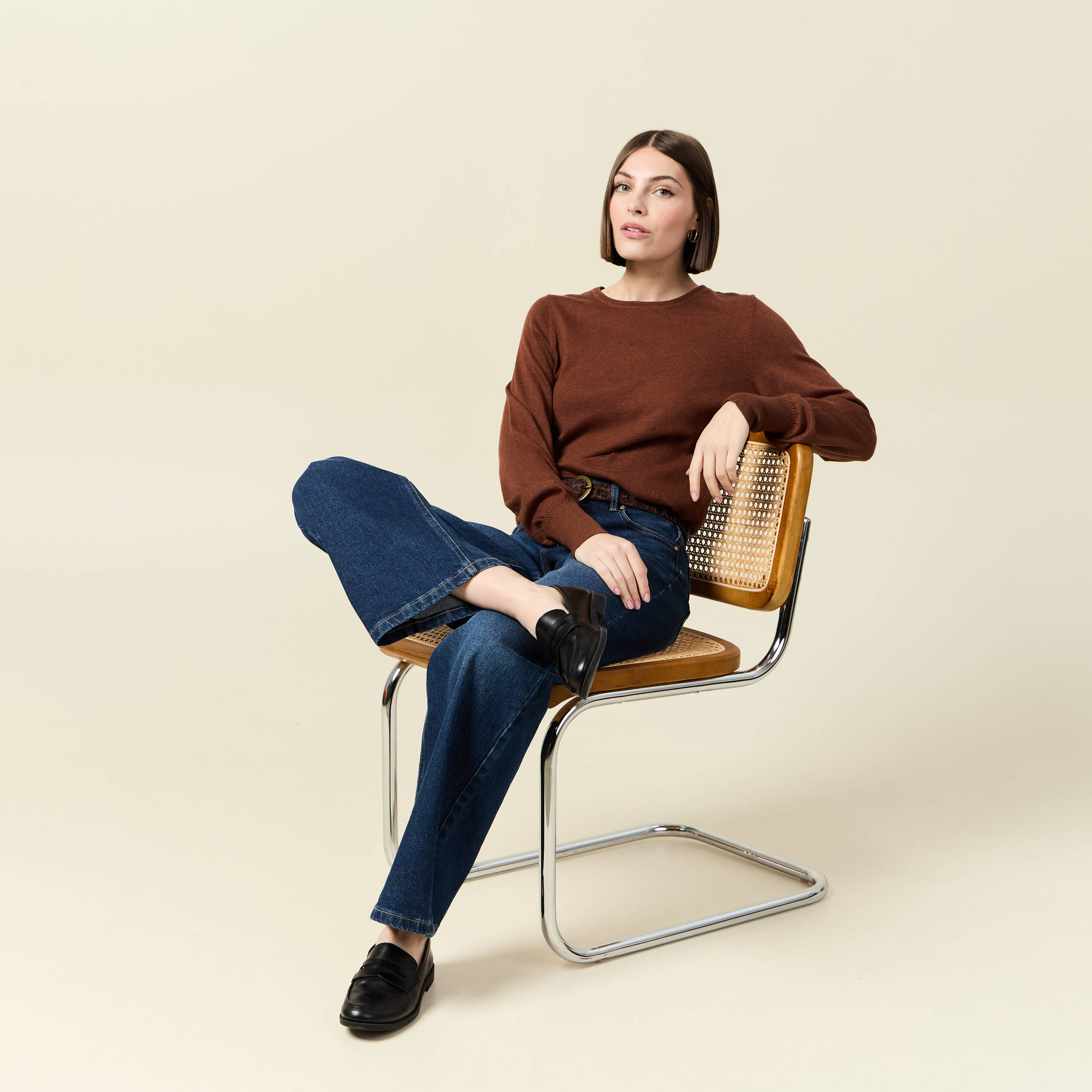 pull manches longues marron fonce femme Pull manches longues marron foncé femme