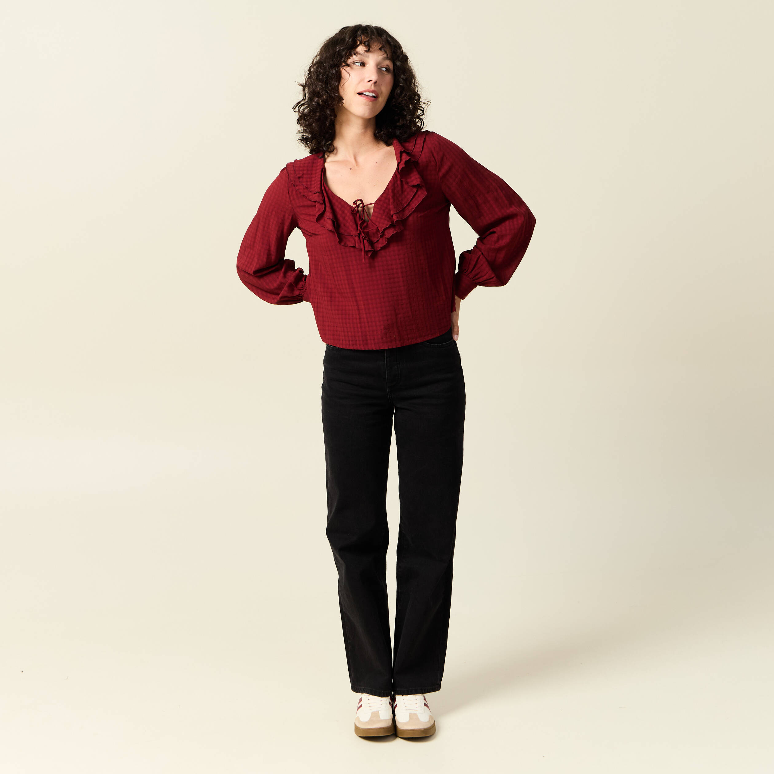 blouse manches longues rouge fonce femme Blouse manches longues rouge foncé femme