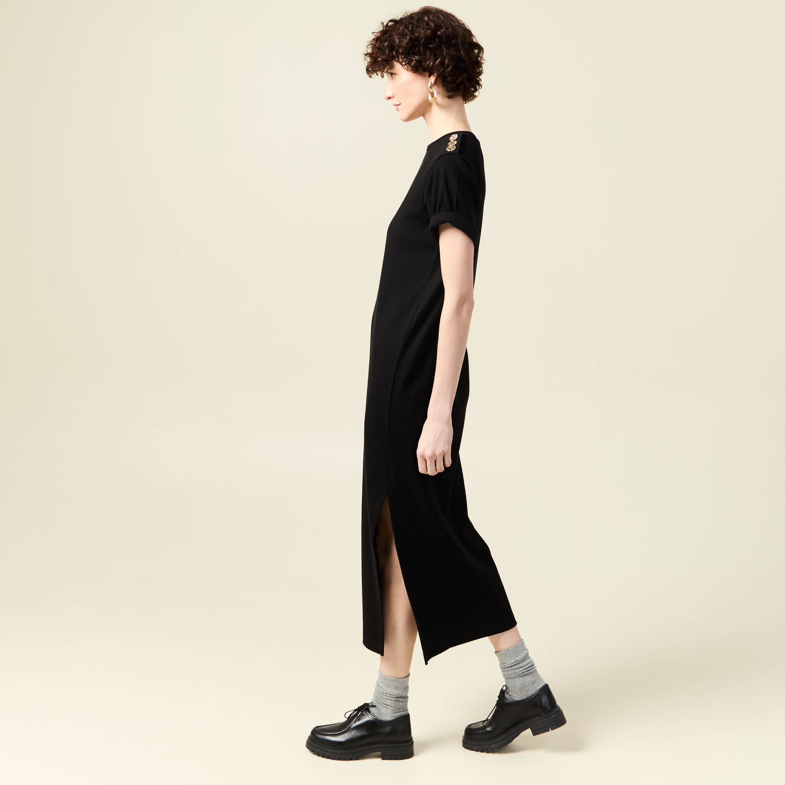 Robe longue droite noir femme