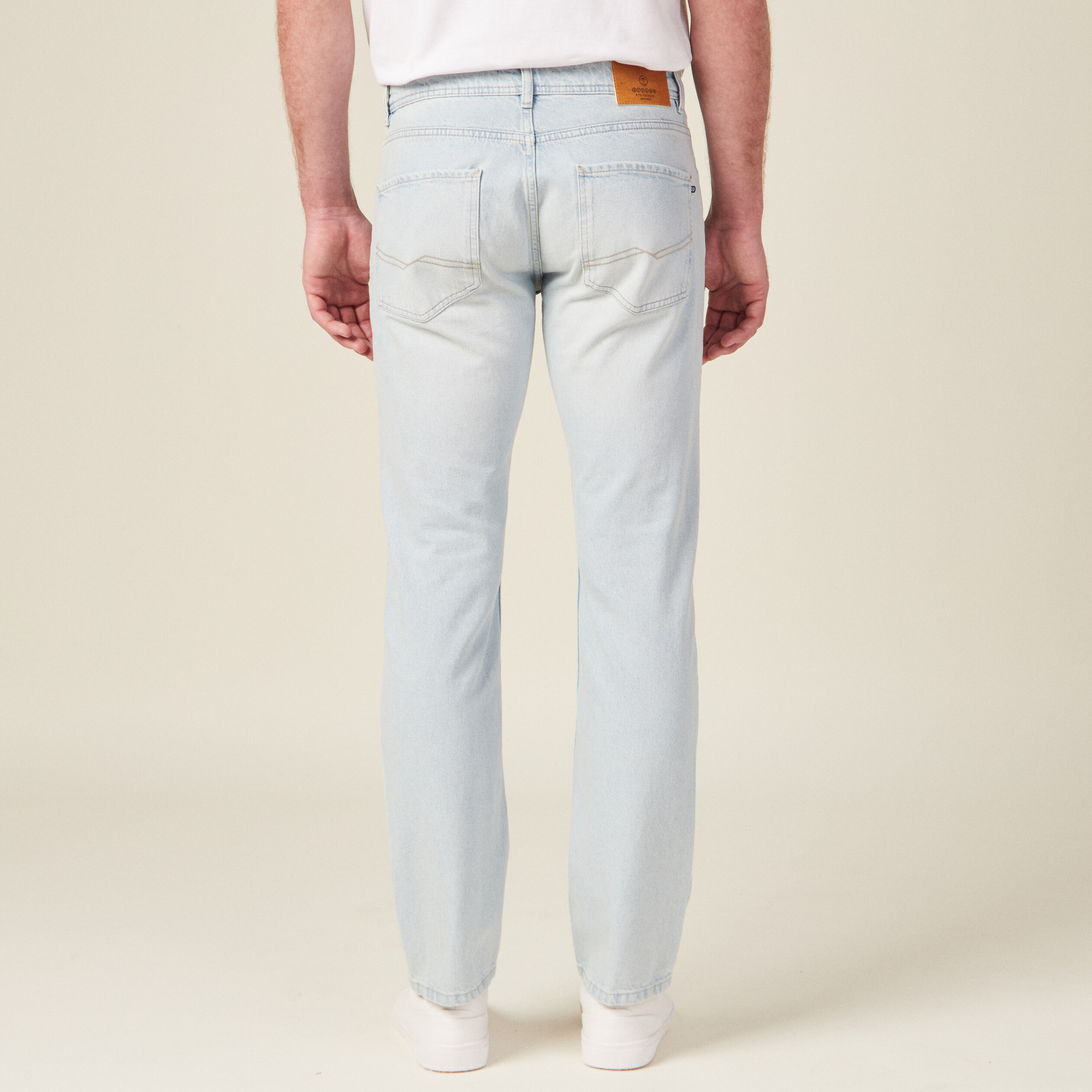 Jeans straight 5 poches denim bleach homme