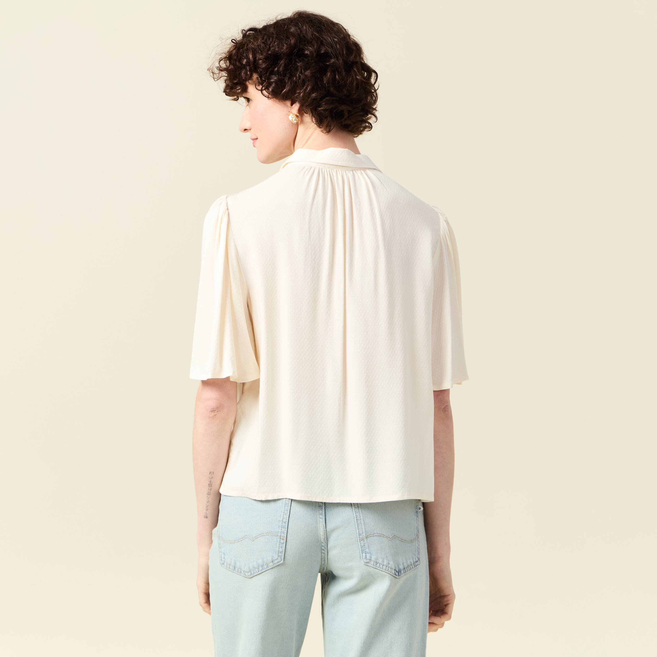 Chemise manches courtes creme femme