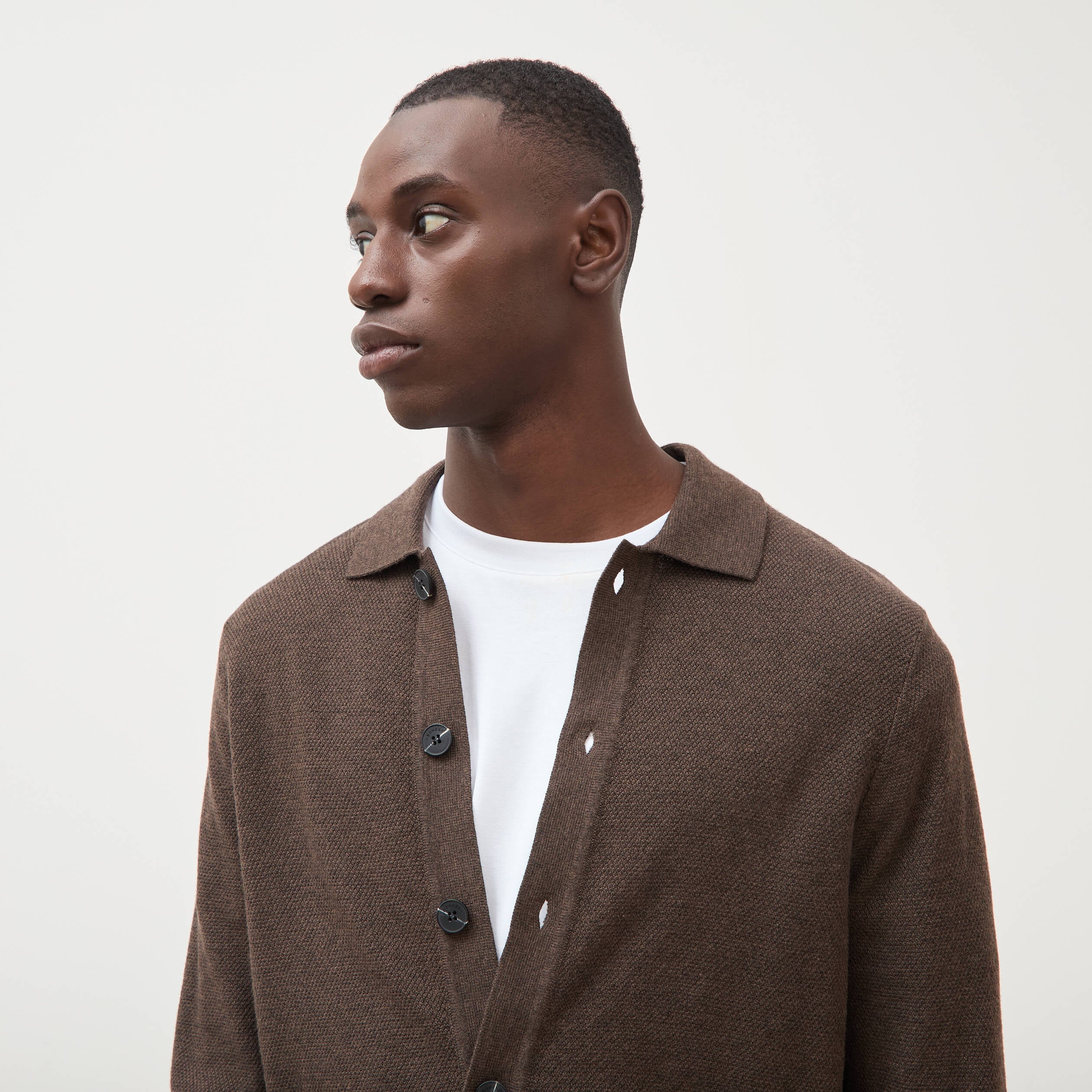 Cardigan manches longues marron homme