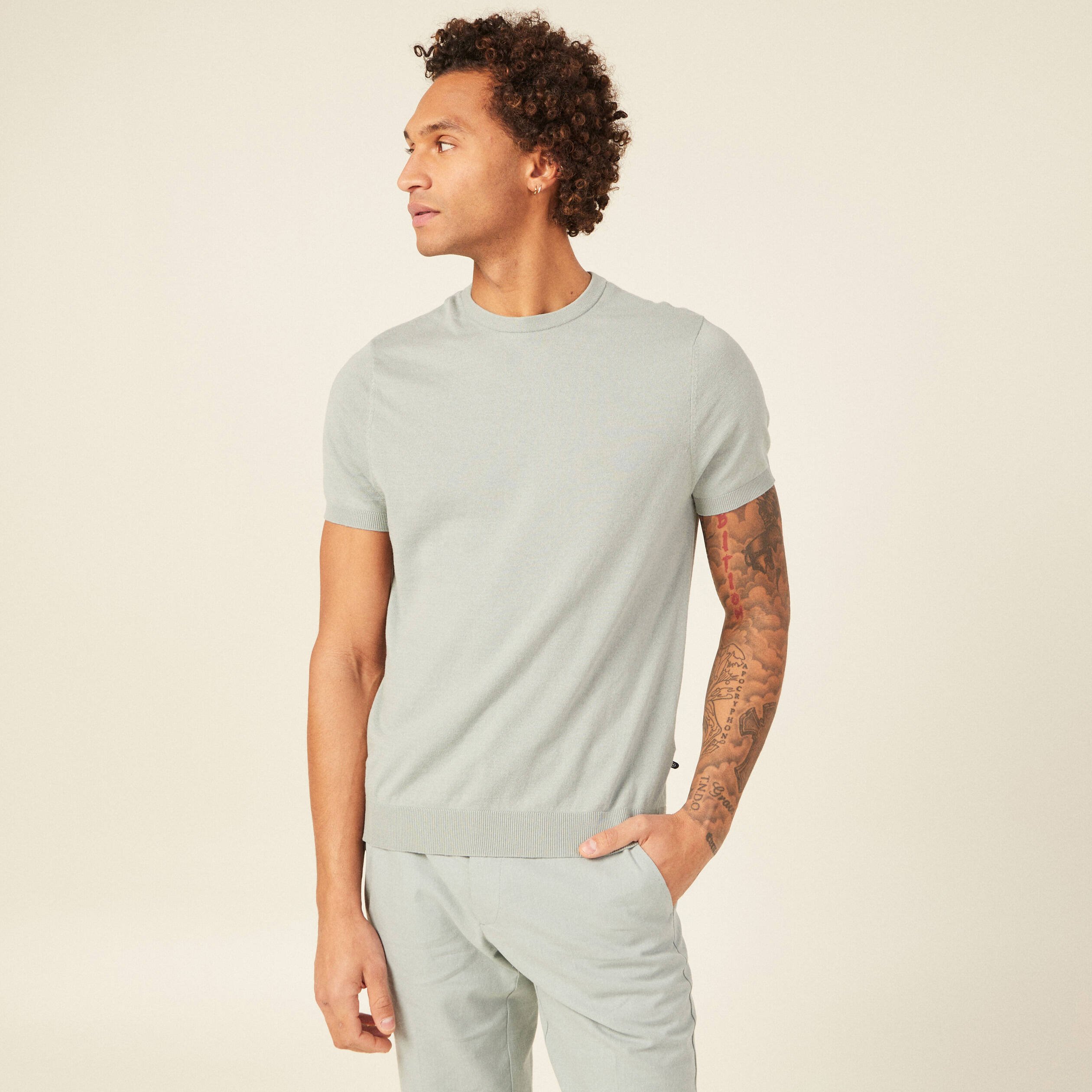 t shirt manches courtes bleu gris homme T-shirt manches courtes bleu gris homme
