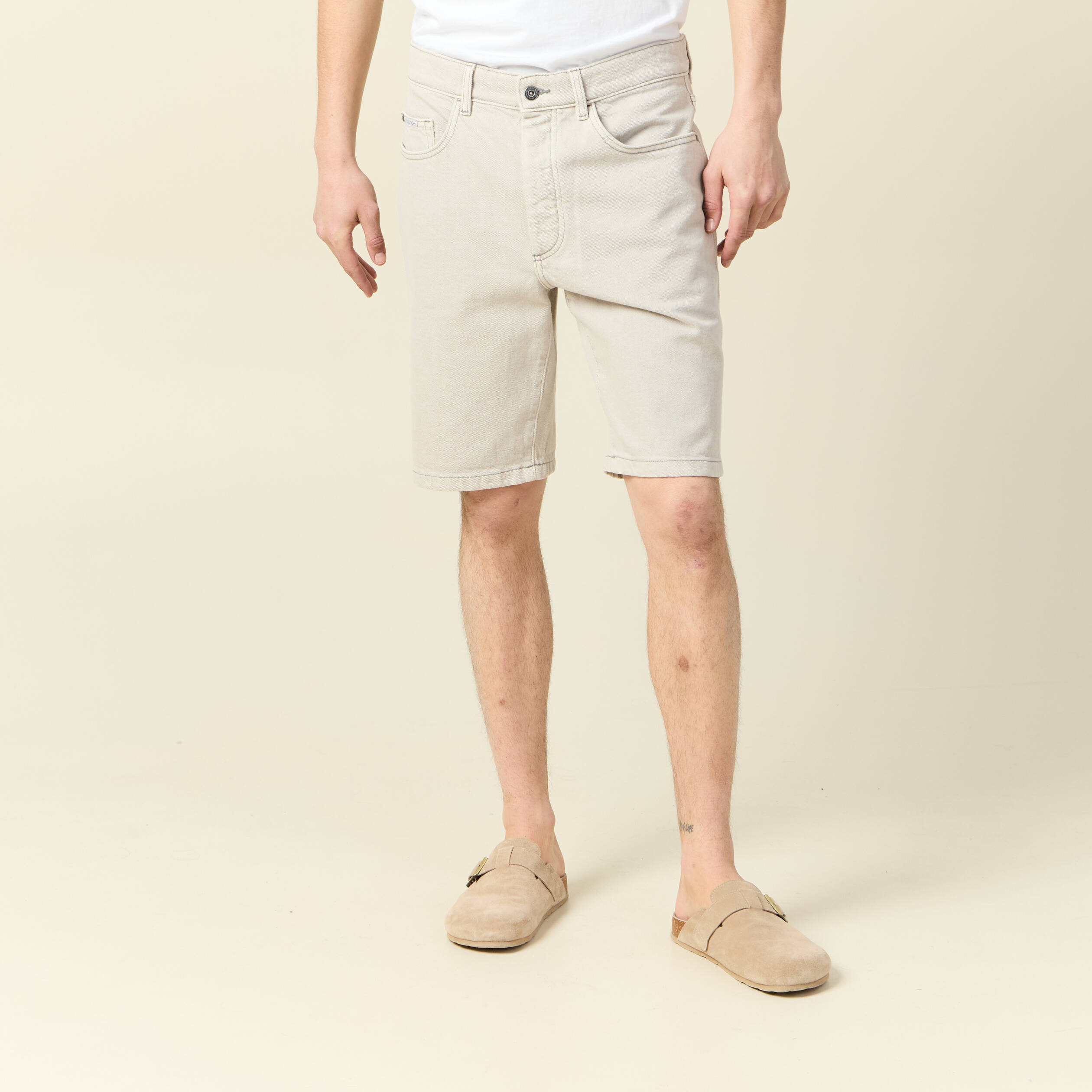bermuda droit en jean denim snow gris homme Bermuda droit en jean denim snow gris homme