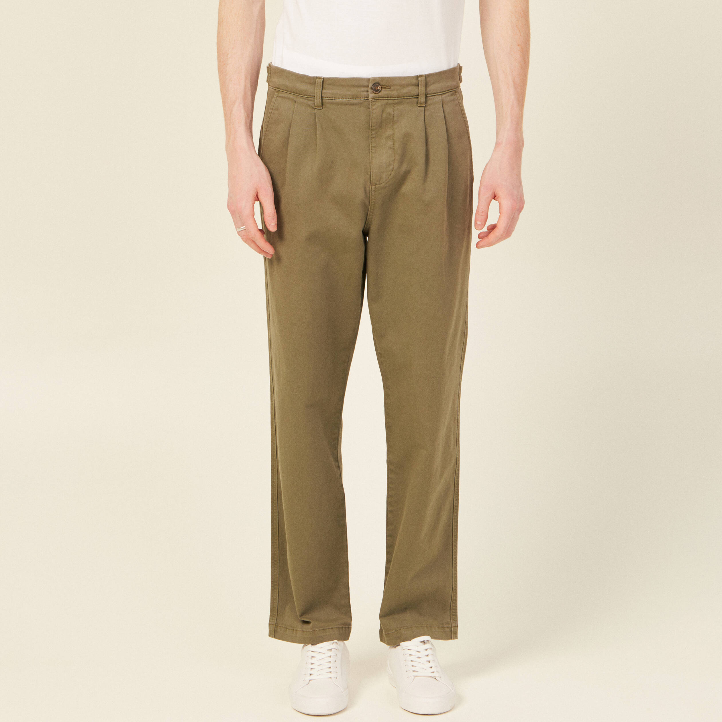 Pantalon chino large vert kaki homme Bonobo