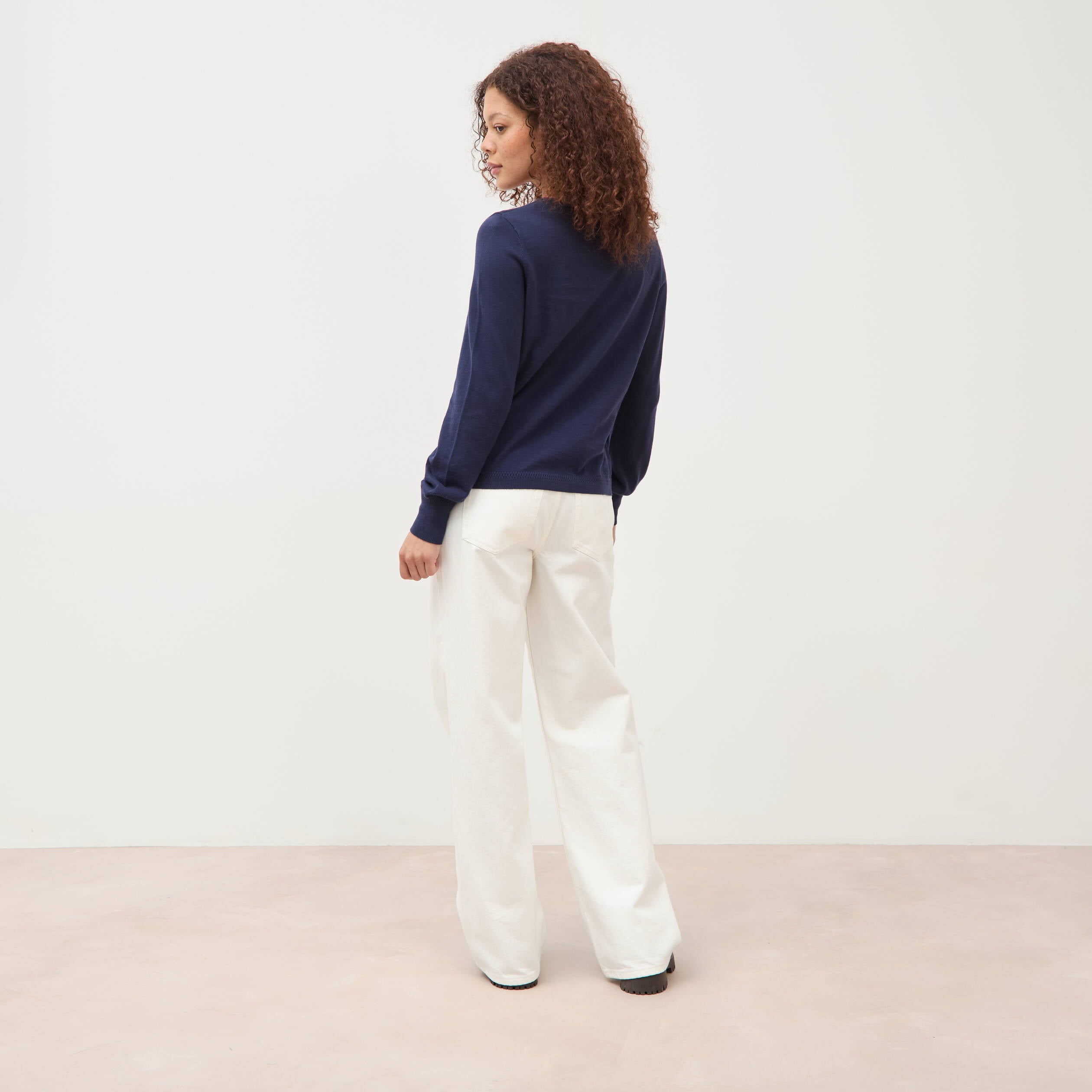 Pull manches longues bleu marine femme