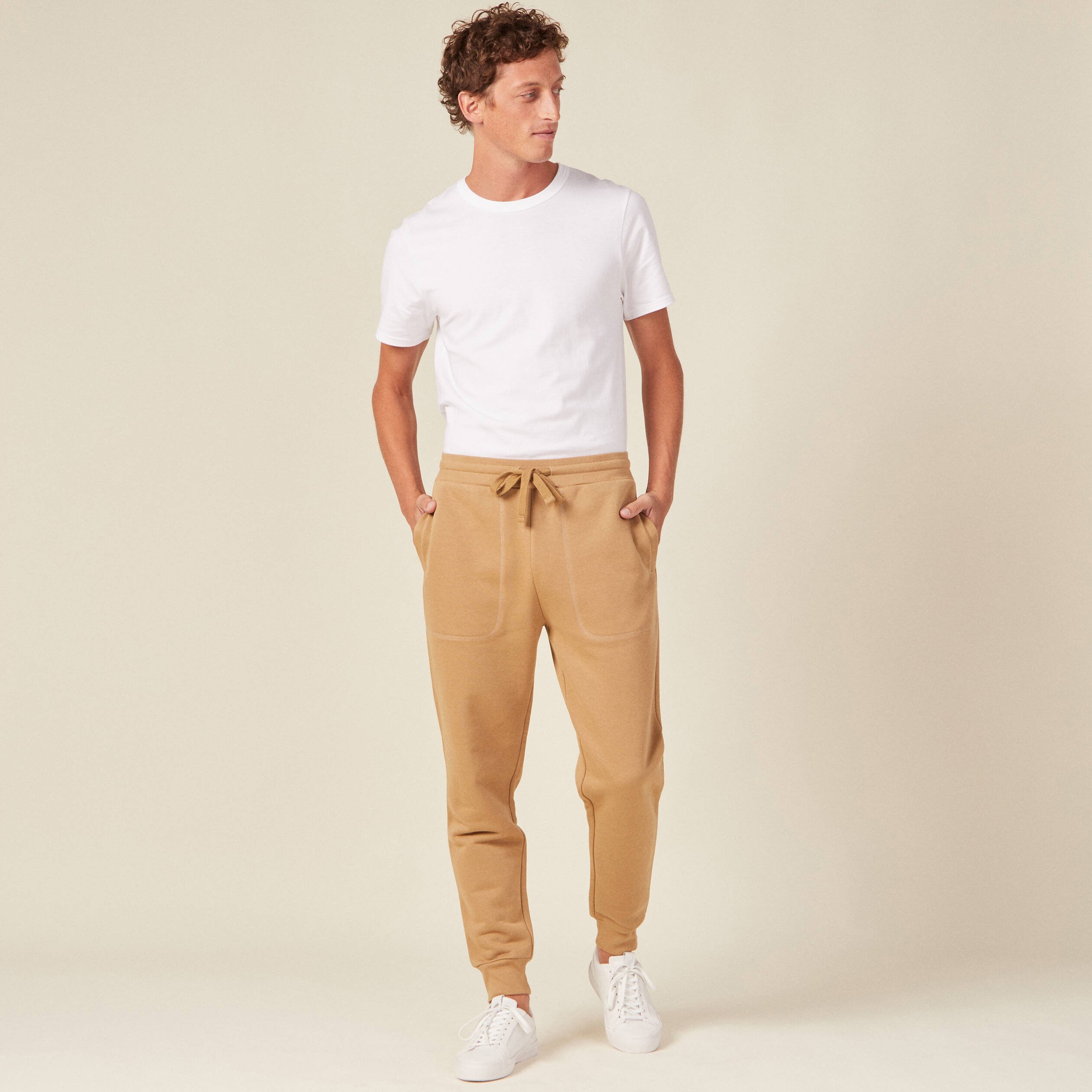 Pantalon jogging beige homme